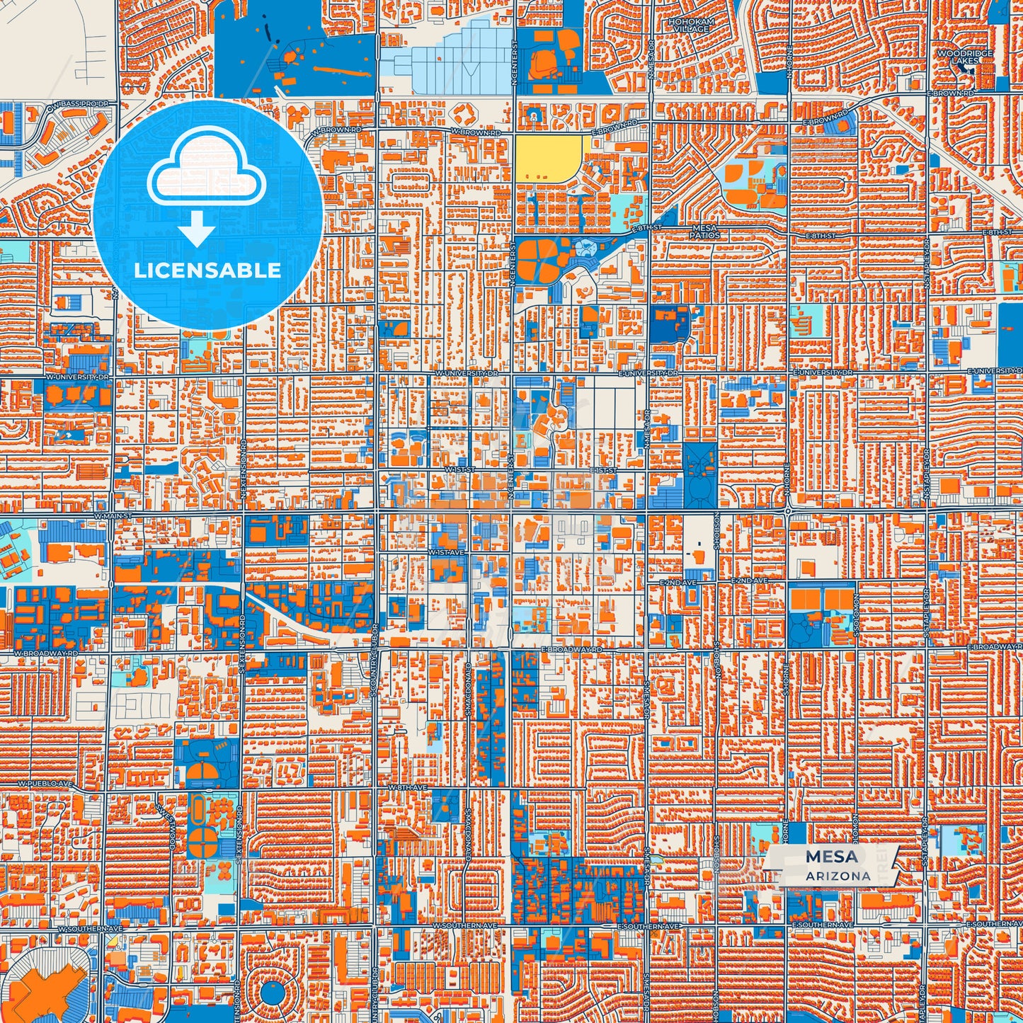 Canvas Print Template of Mesa Street Map