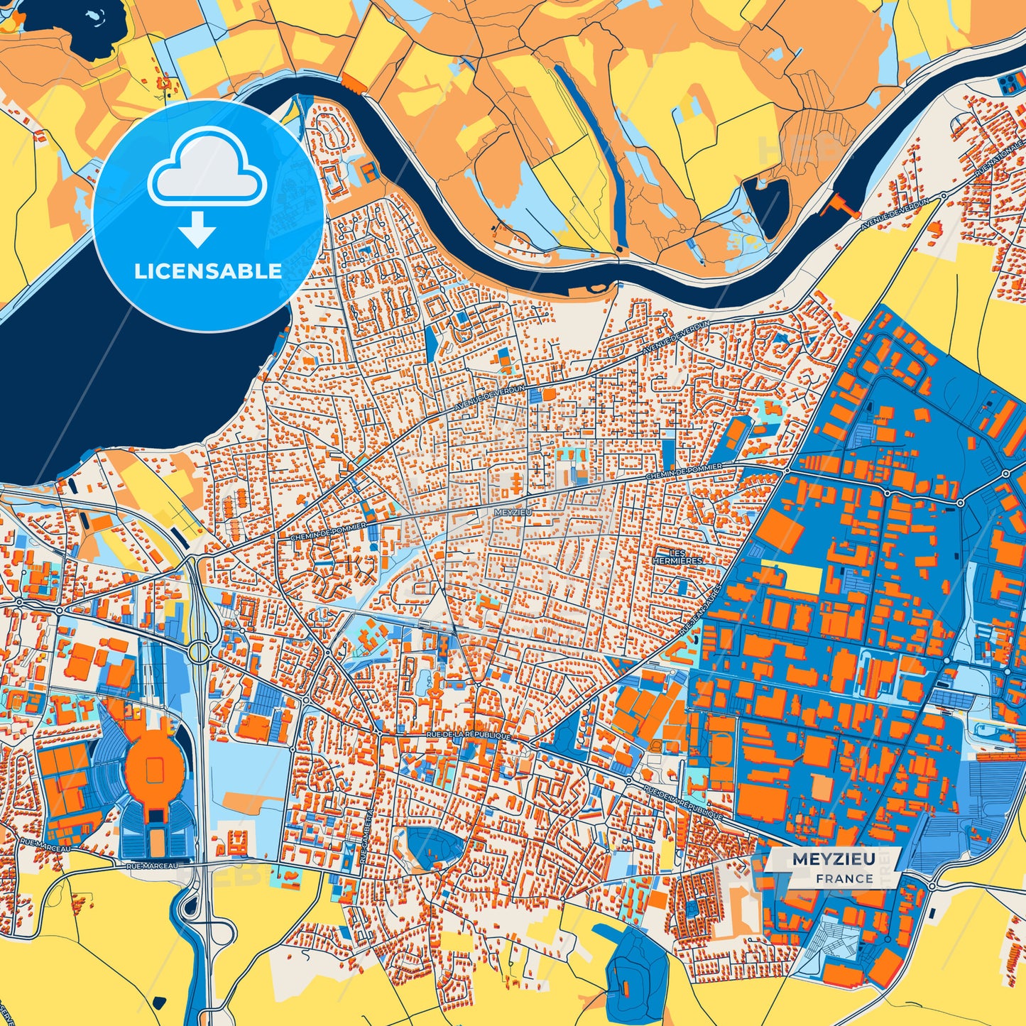 Canvas Print Template of Meyzieu Street Map