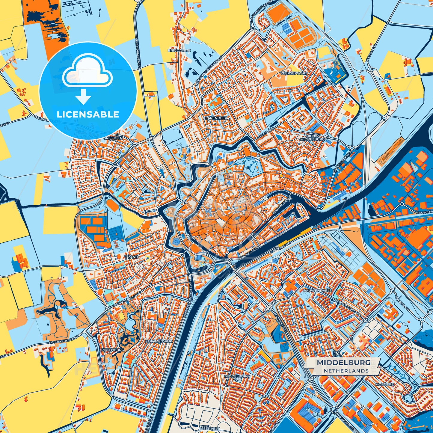 Canvas Print Template of Middelburg Street Map