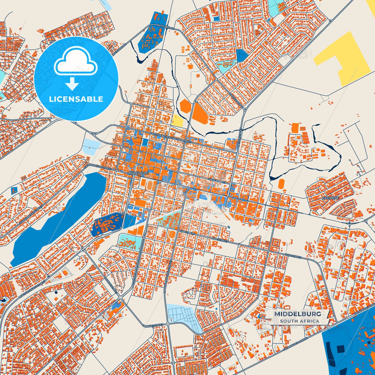 Canvas Print Template of Middelburg Street Map