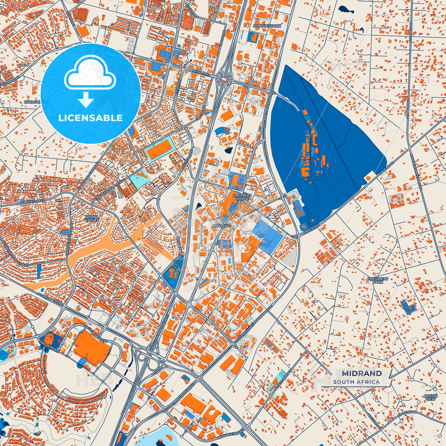 Canvas Print Template of Midrand Street Map