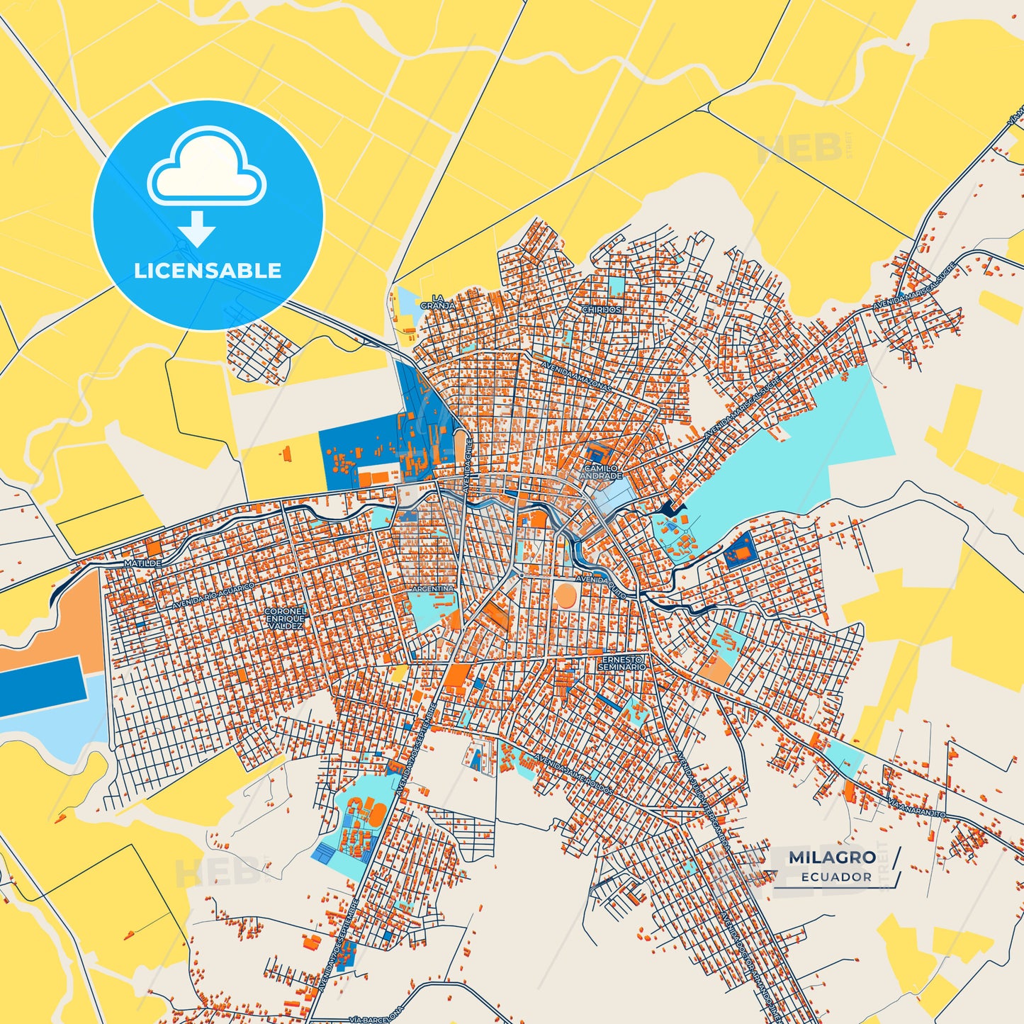 Canvas Print Template of Milagro Street Map