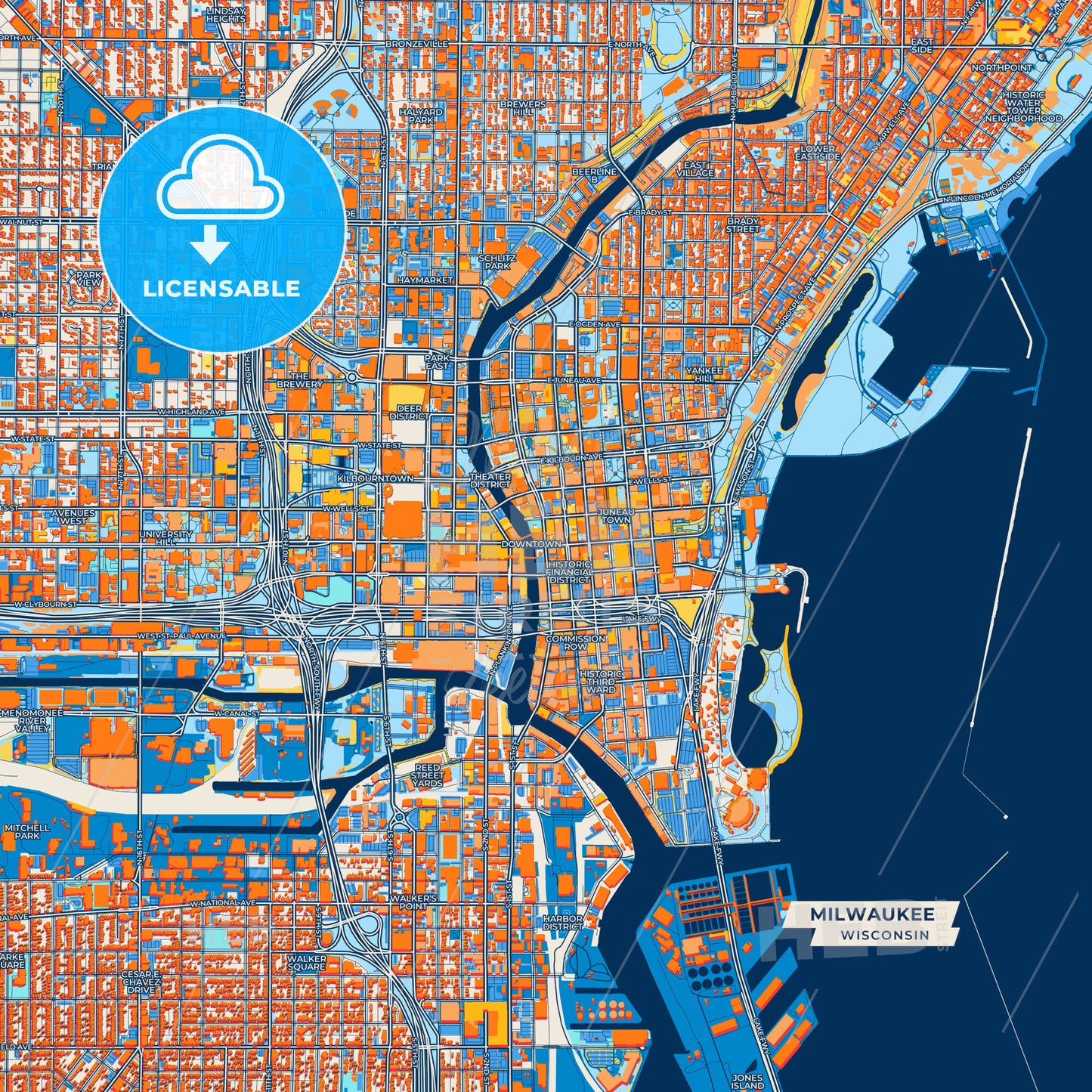 Canvas Print Template of Milwaukee Street Map