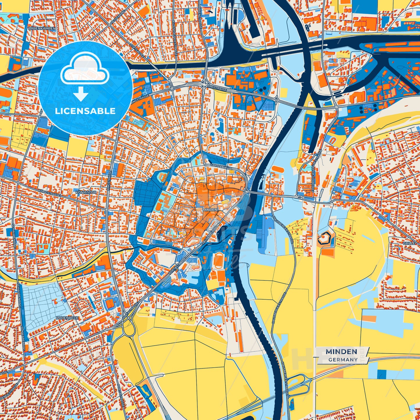 Canvas Print Template of Minden Street Map