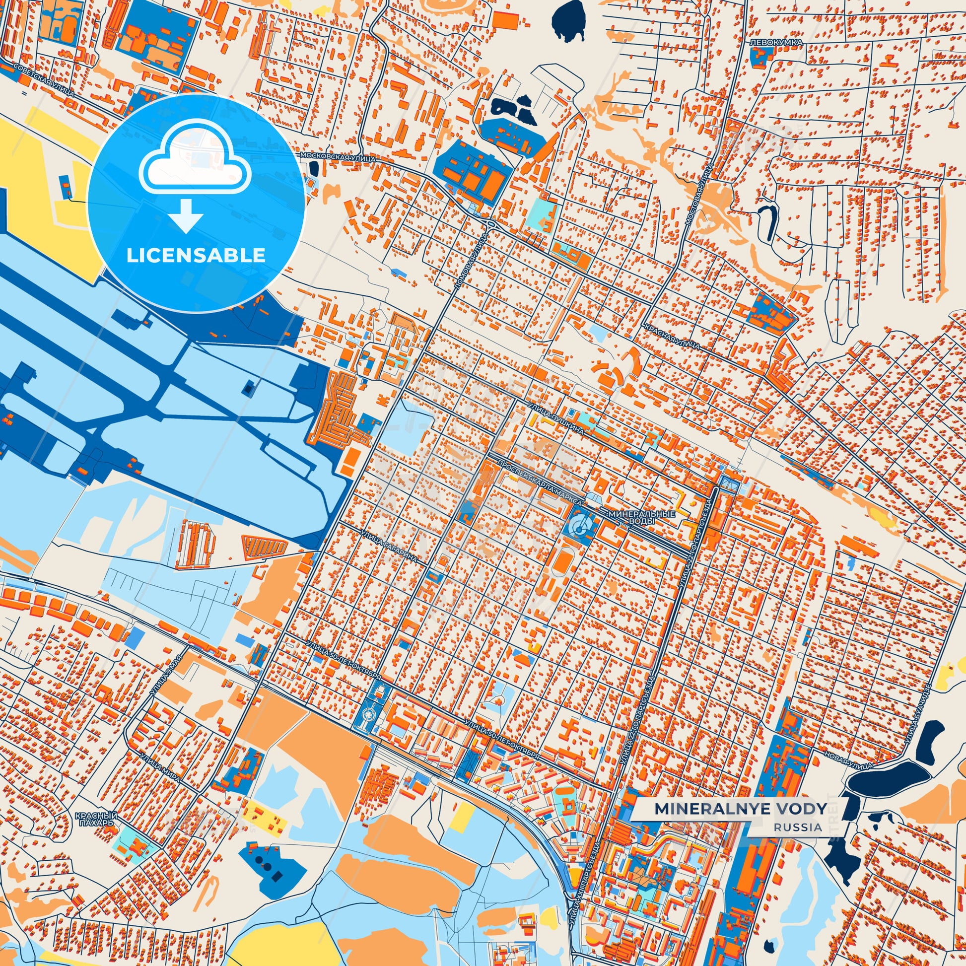 Canvas Print Template of Mineralnye Vody Street Map