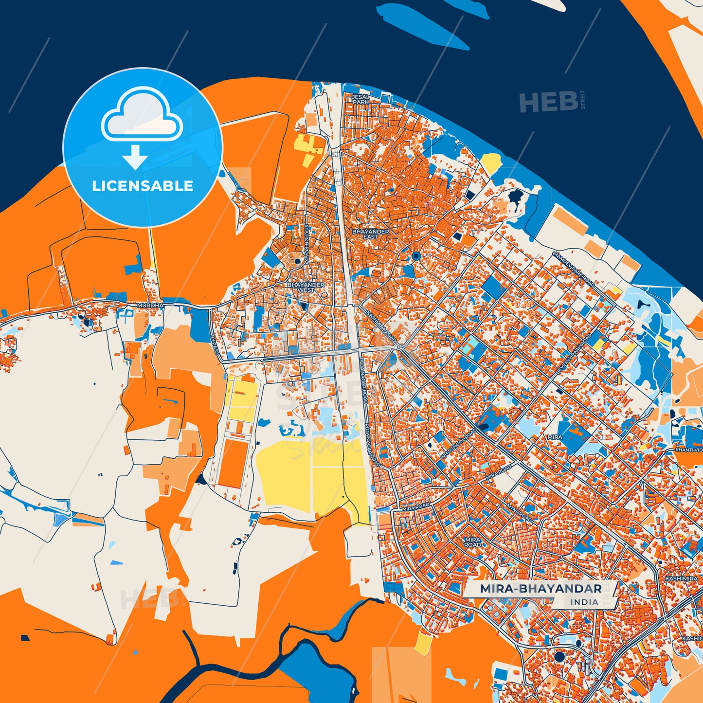 Canvas Print Template of Mira-Bhayandar Street Map