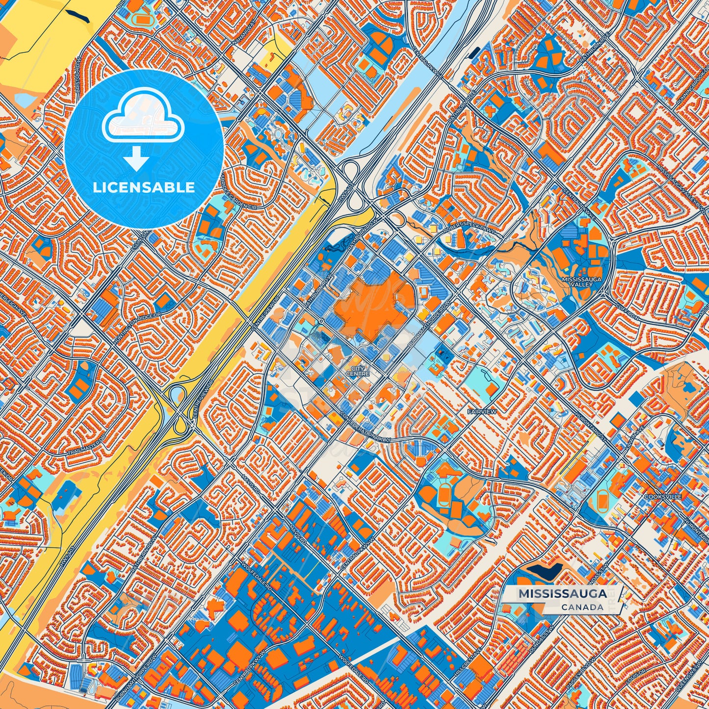 Canvas Print Template of Mississauga Street Map