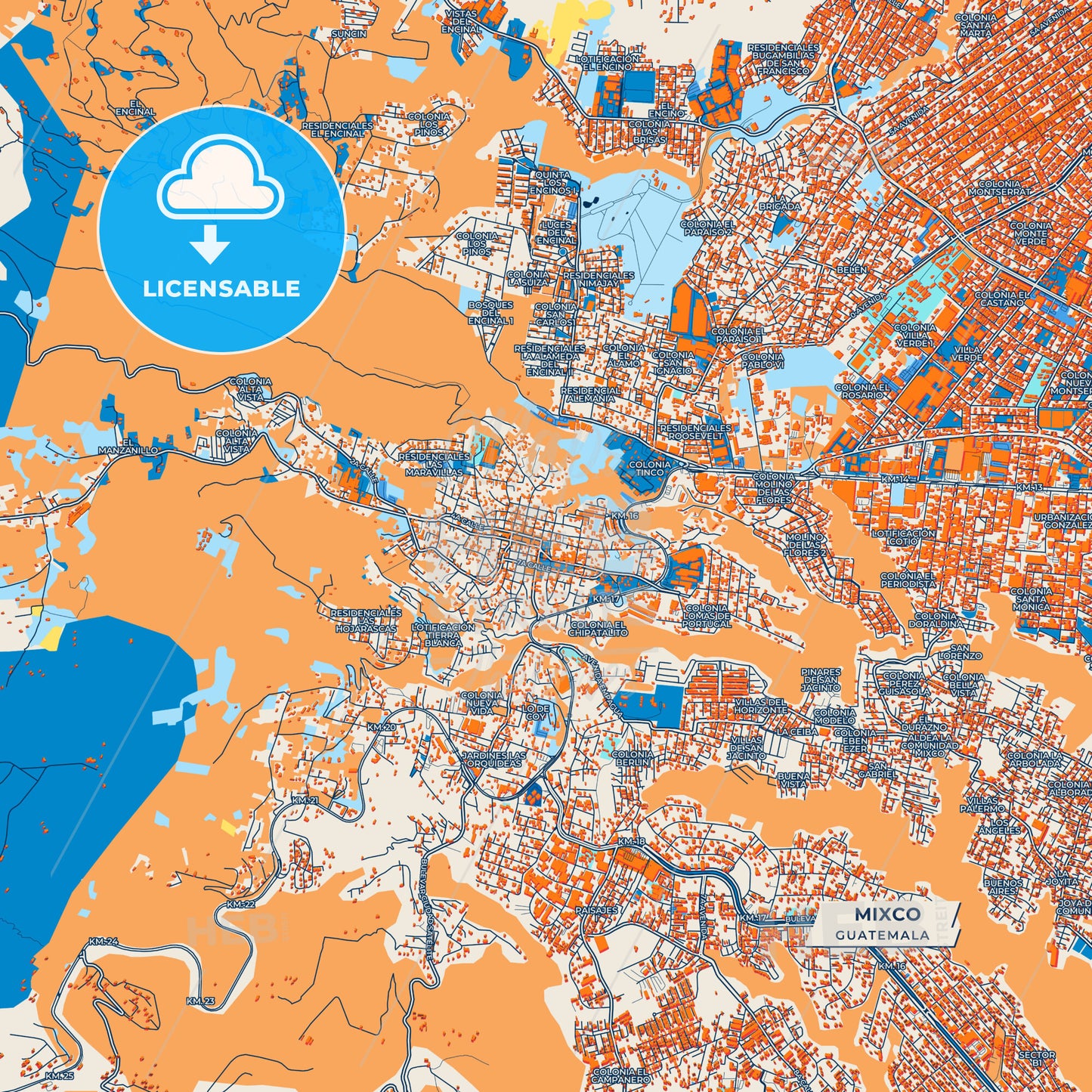 Canvas Print Template of Mixco Street Map