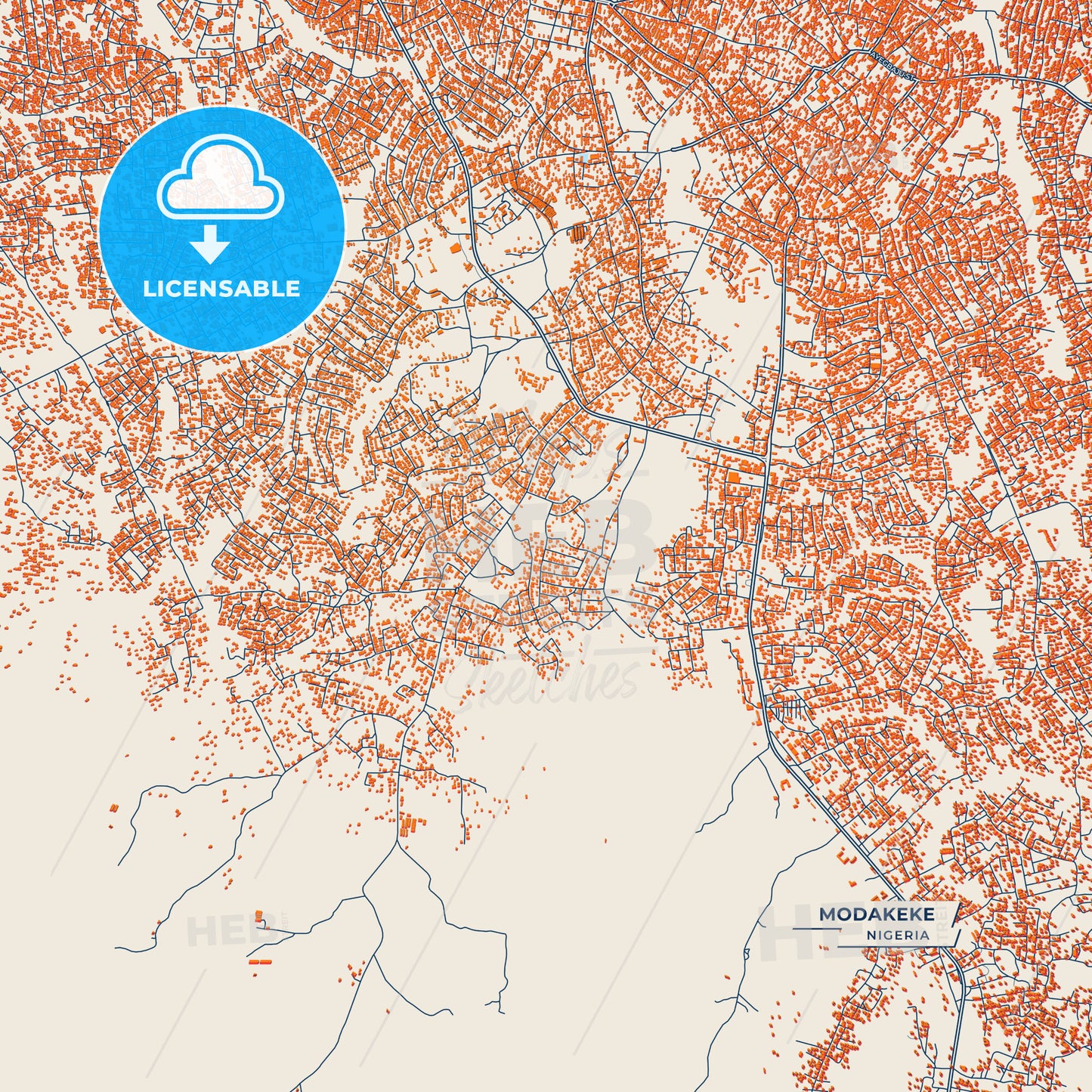 Canvas Print Template of Modakeke Street Map