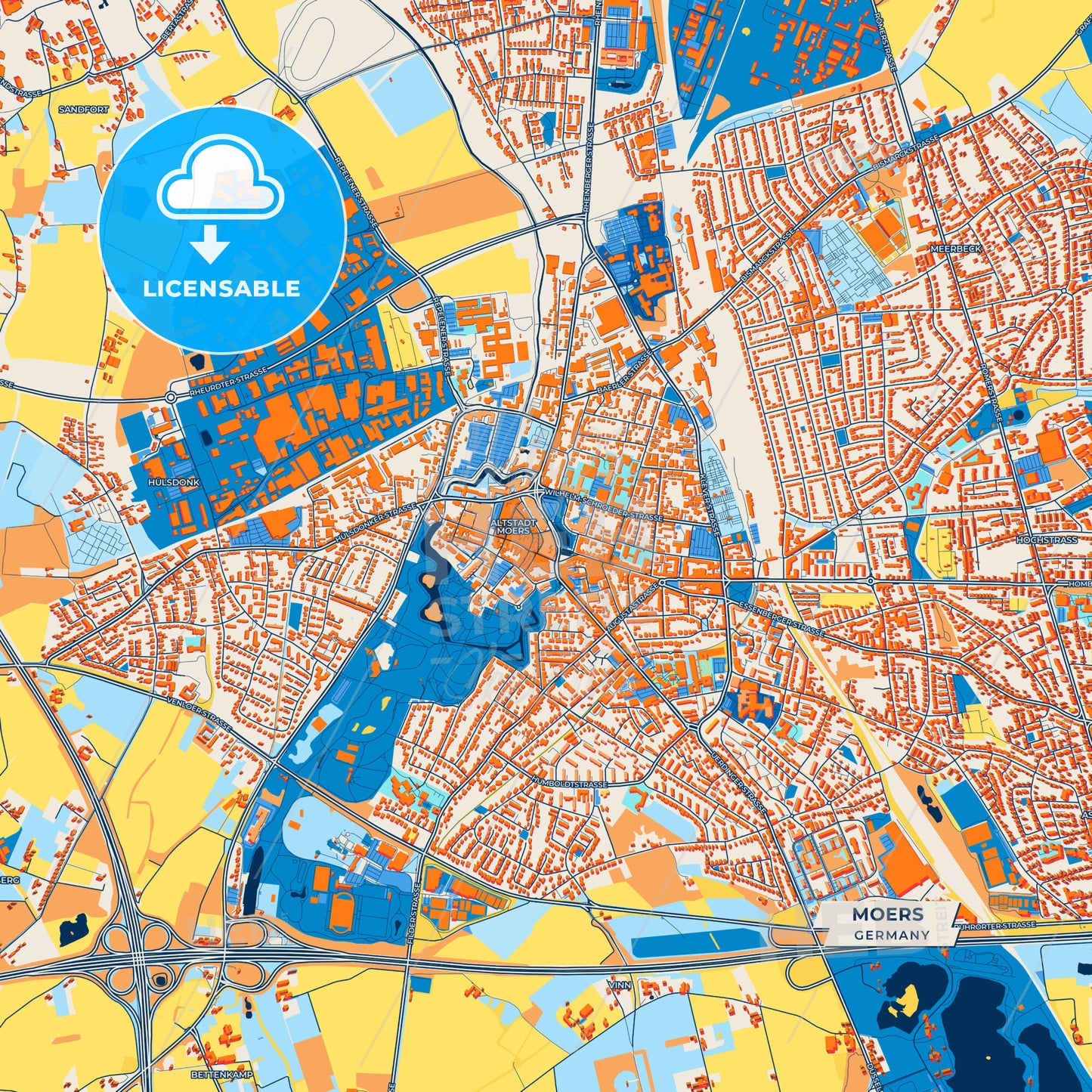 Canvas Print Template of Moers Street Map