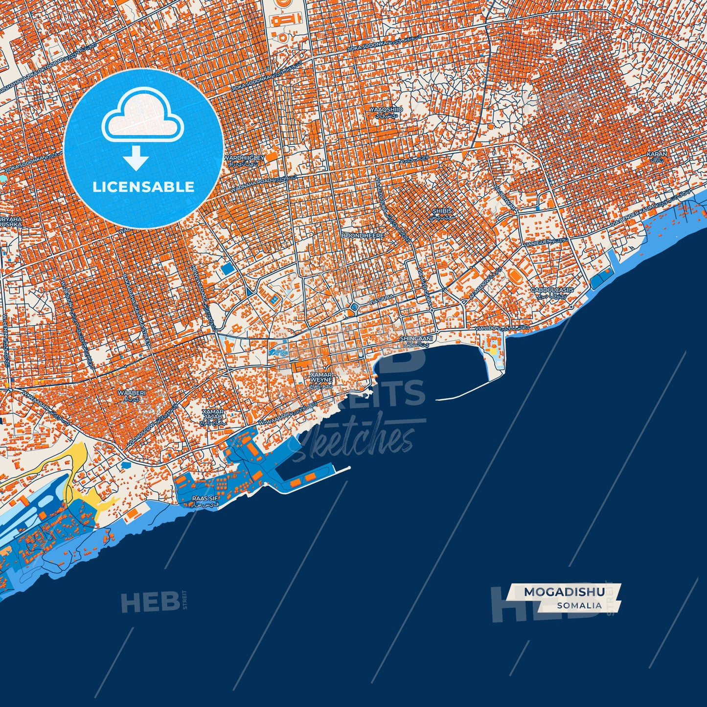 Canvas Print Template of Mogadishu Street Map