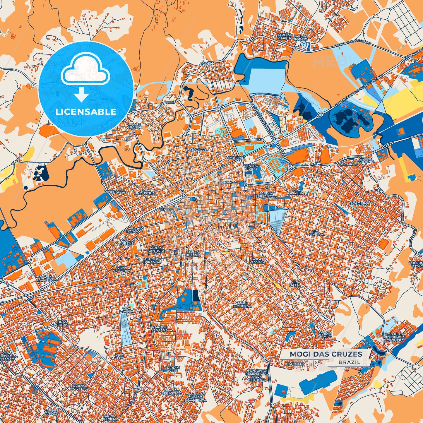 Canvas Print Template of Mogi das Cruzes Street Map
