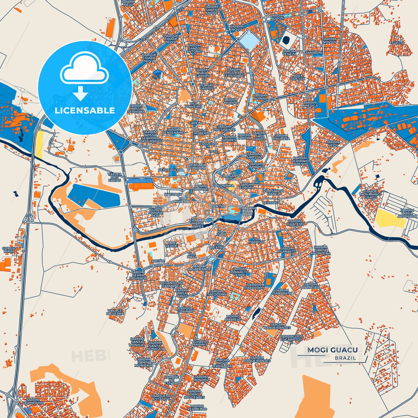 Canvas Print Template of Mogi Guacu Street Map