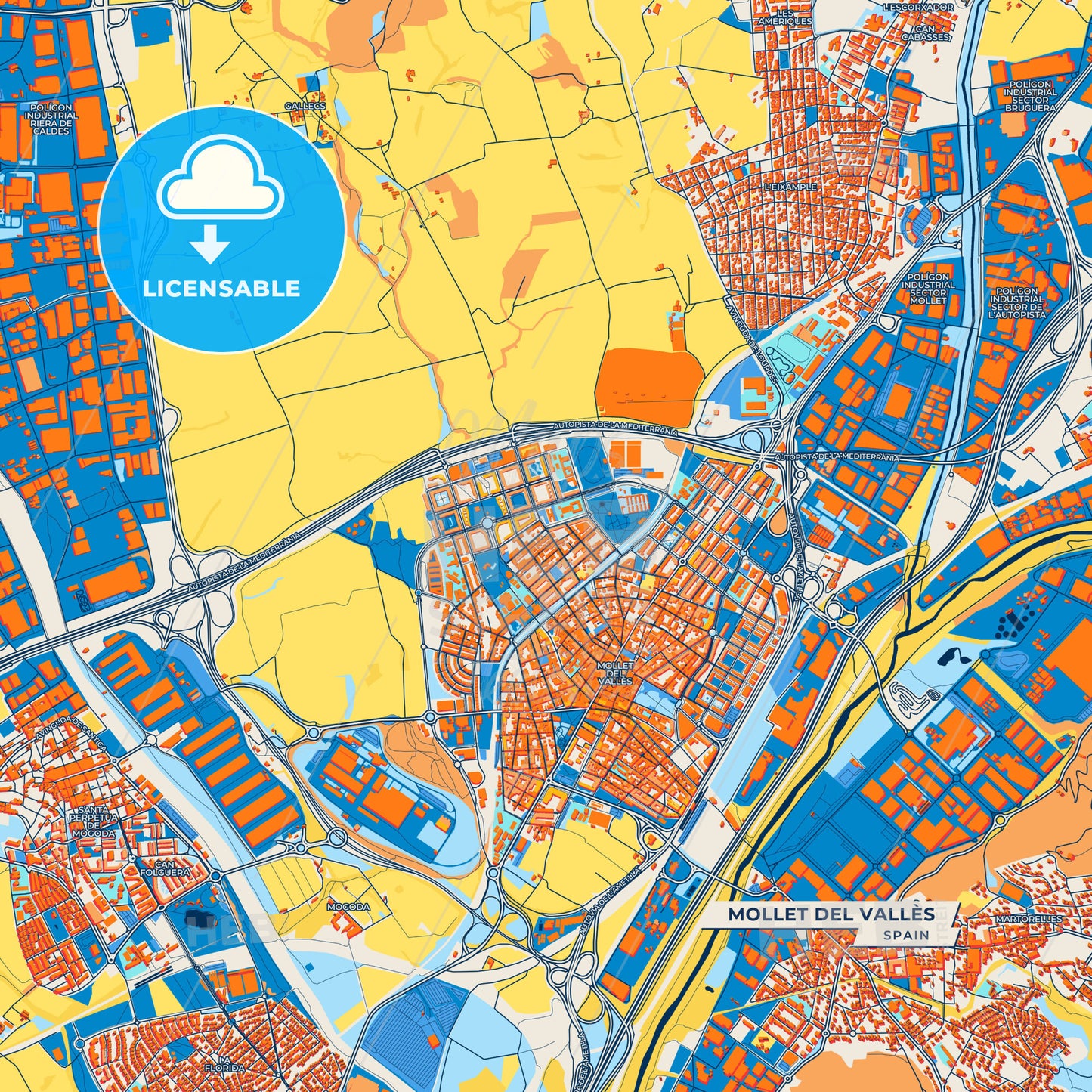 Canvas Print Template of Mollet del Vallès Street Map