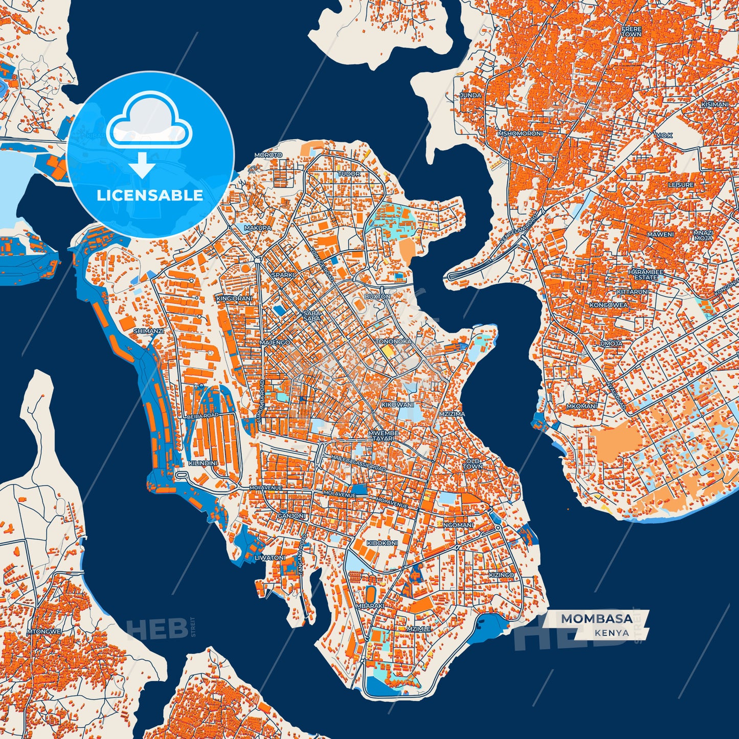 Canvas Print Template of Mombasa Street Map