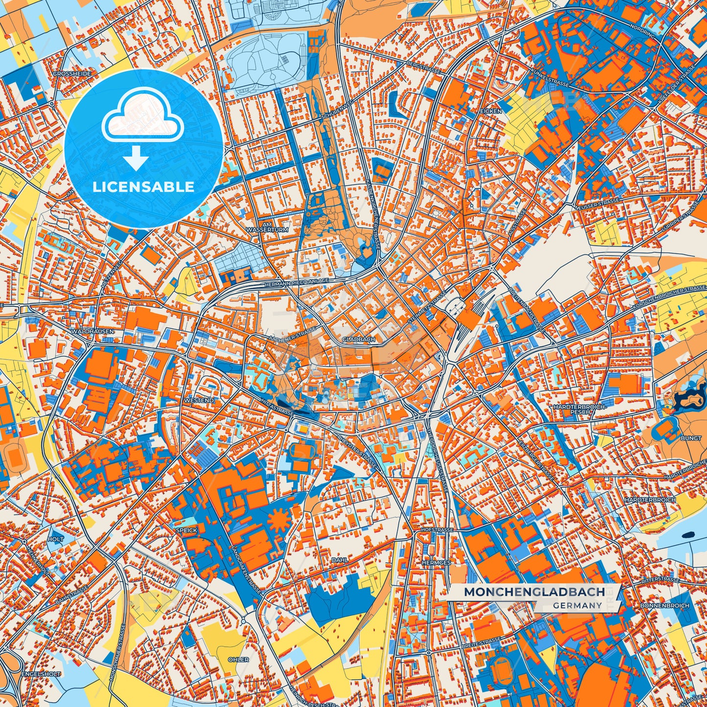 Canvas Print Template of Monchengladbach Street Map
