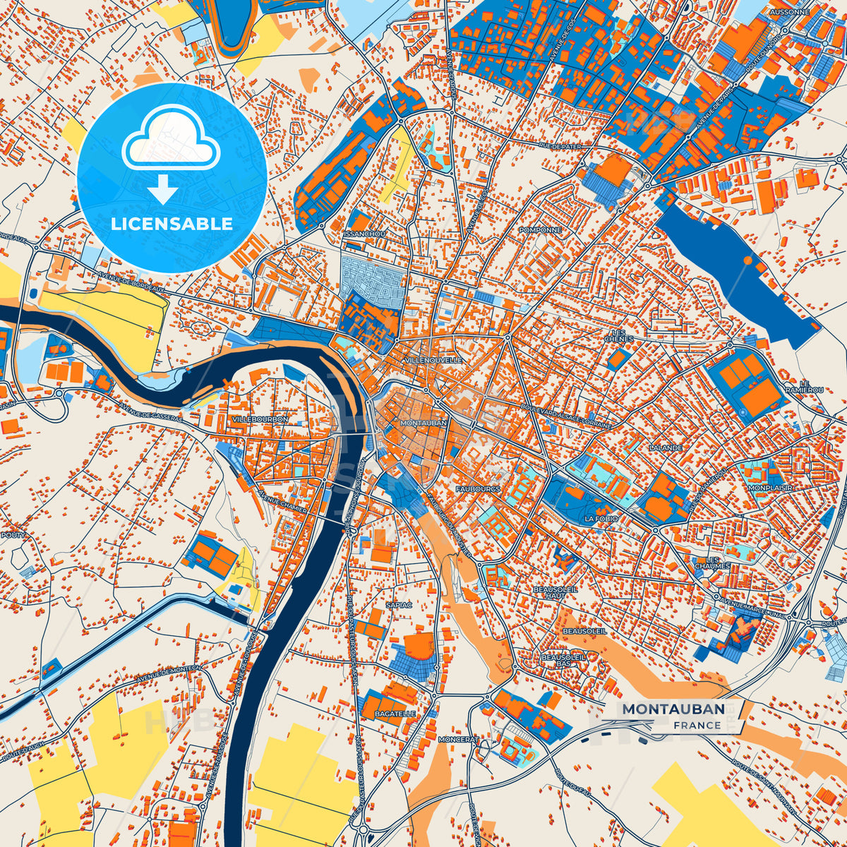 Canvas Print Template of Montauban Street Map
