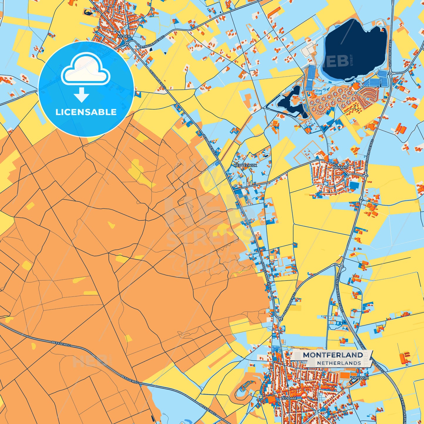 Canvas Print Template of Montferland Street Map