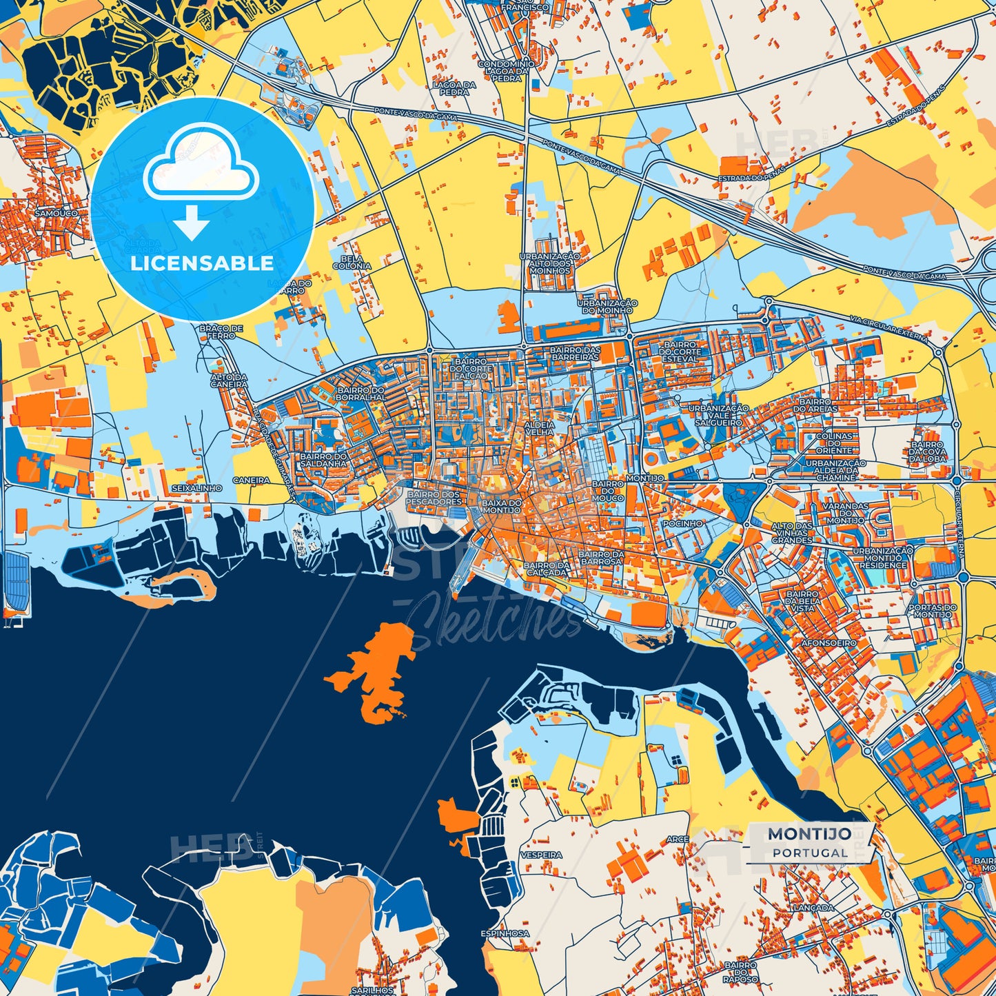 Canvas Print Template of Montijo Street Map