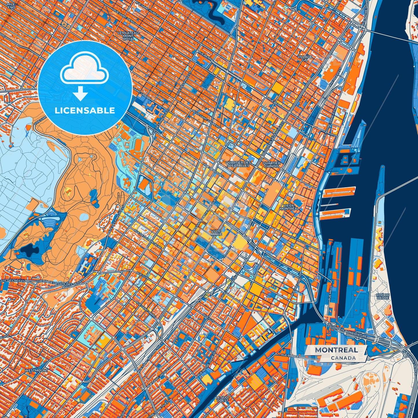 Canvas Print Template of Montreal Street Map
