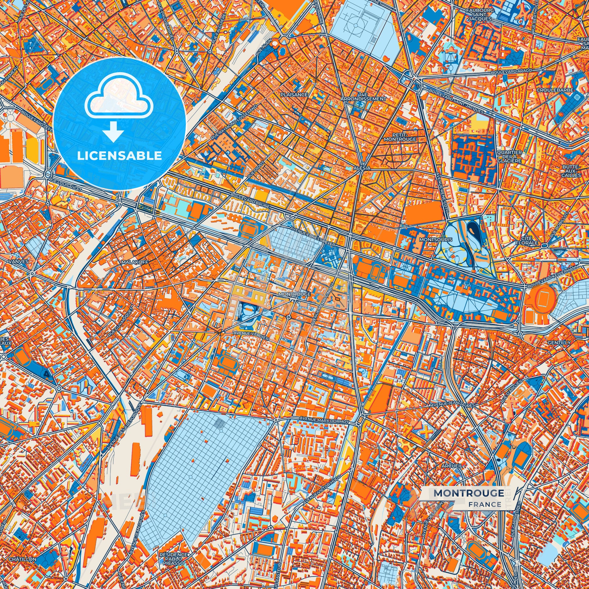 Canvas Print Template of Montrouge Street Map