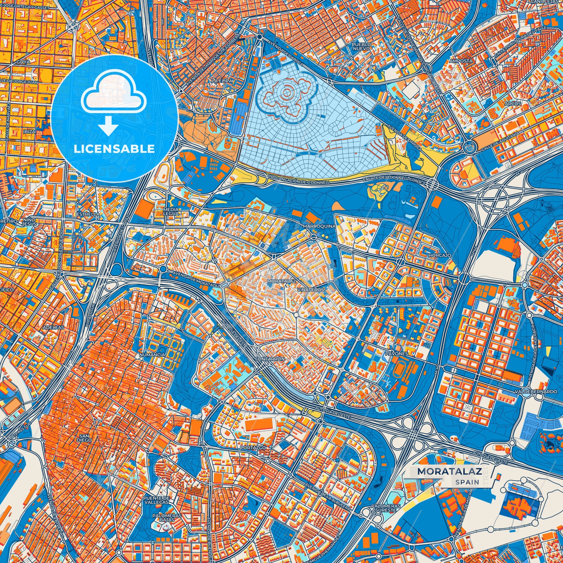 Canvas Print Template of Moratalaz Street Map