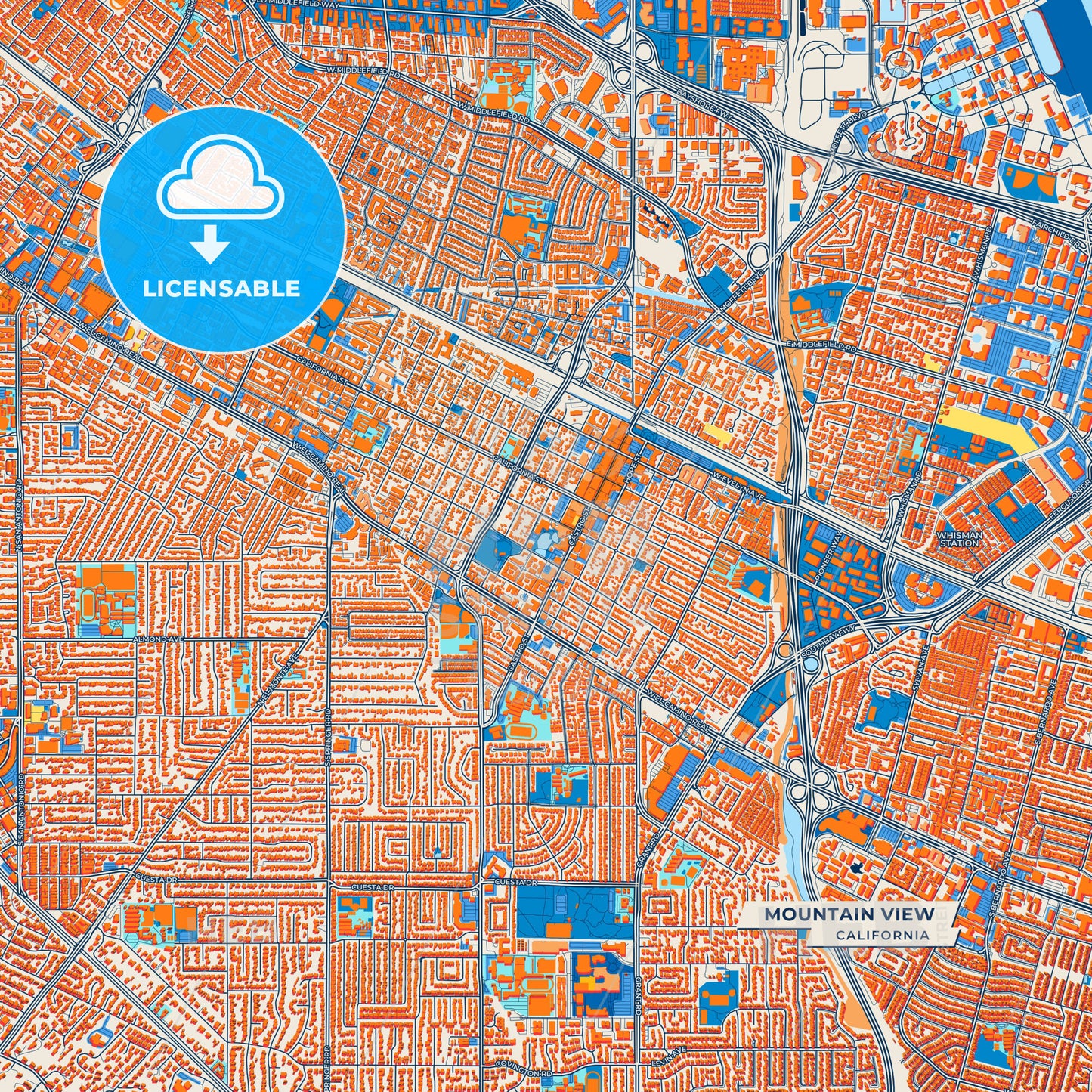 Canvas Print Template of Mountain View Street Map