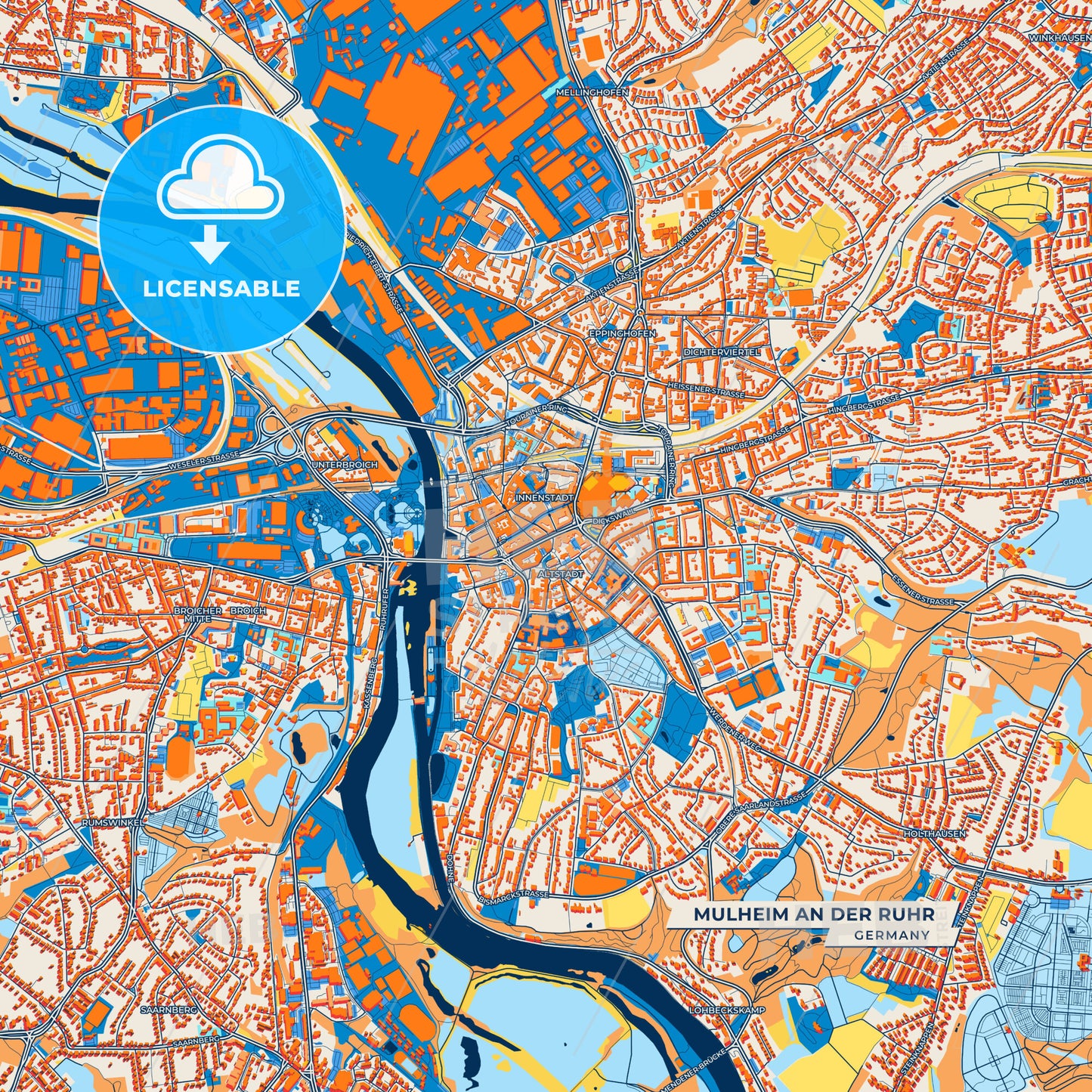 Canvas Print Template of Mulheim an der Ruhr Street Map