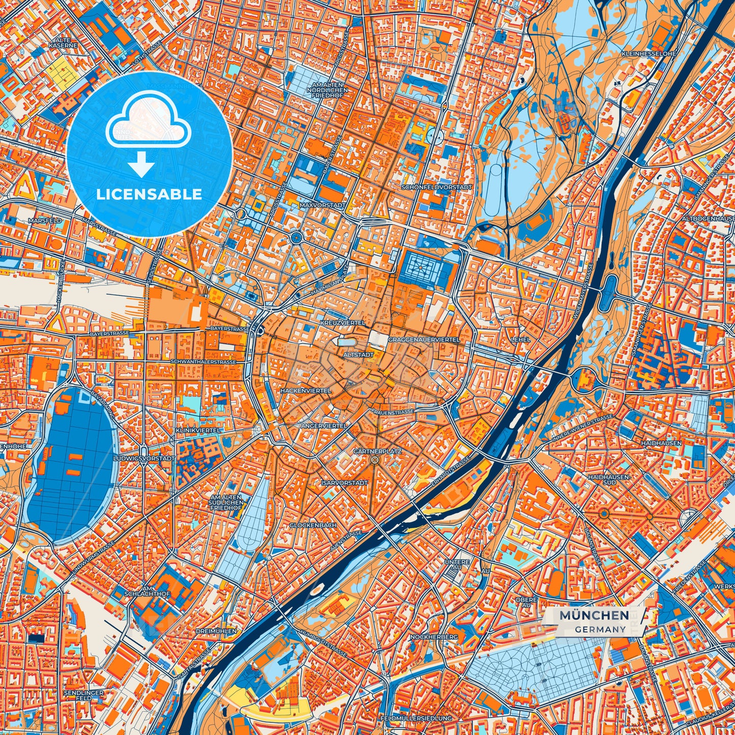 Canvas Print Template of München Street Map