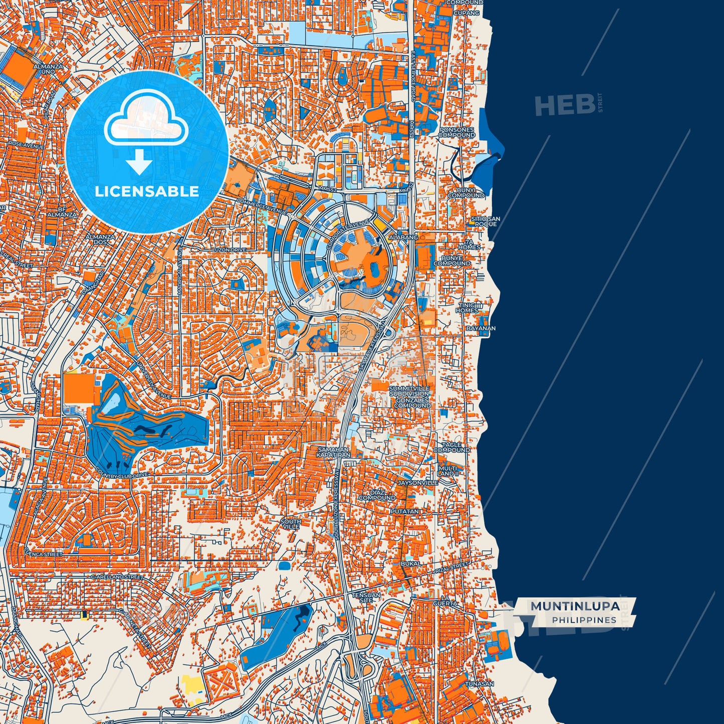 Canvas Print Template of Muntinlupa Street Map