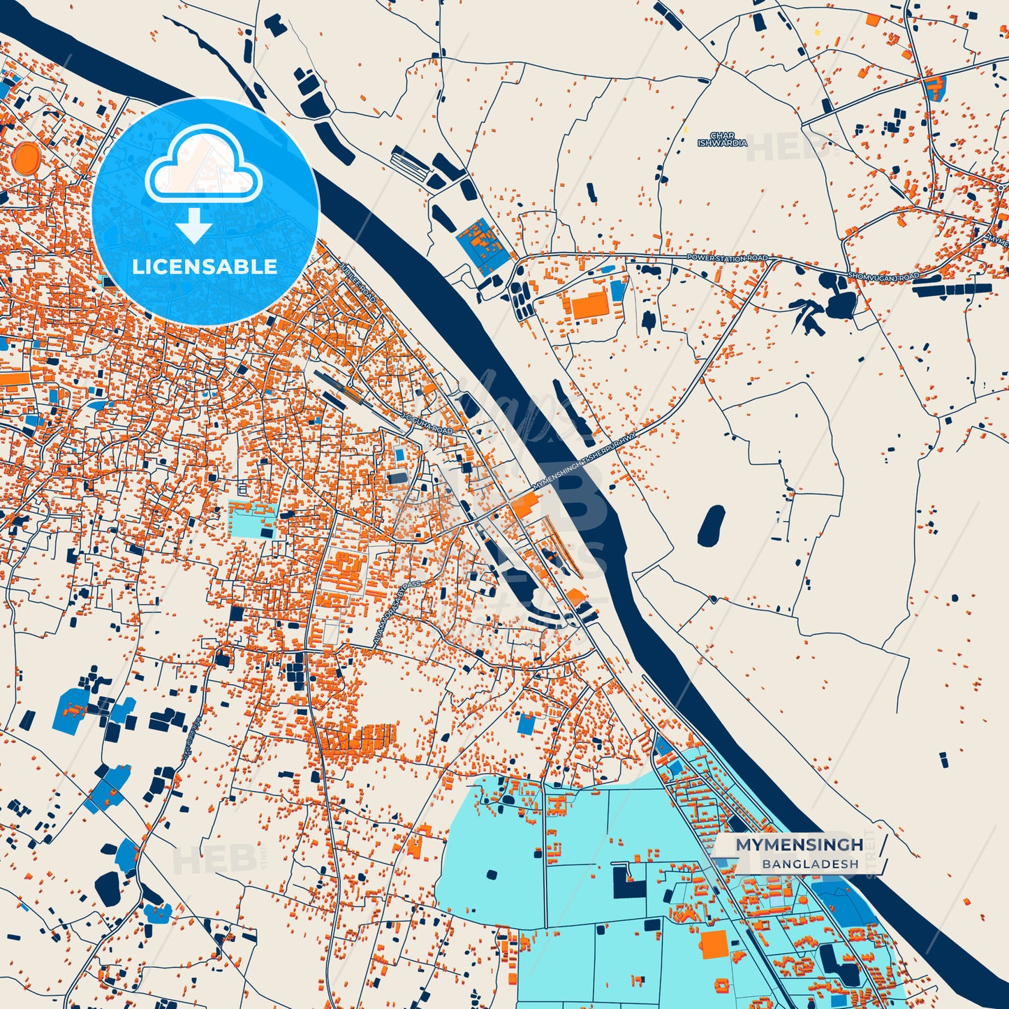 Canvas Print Template of Mymensingh Street Map