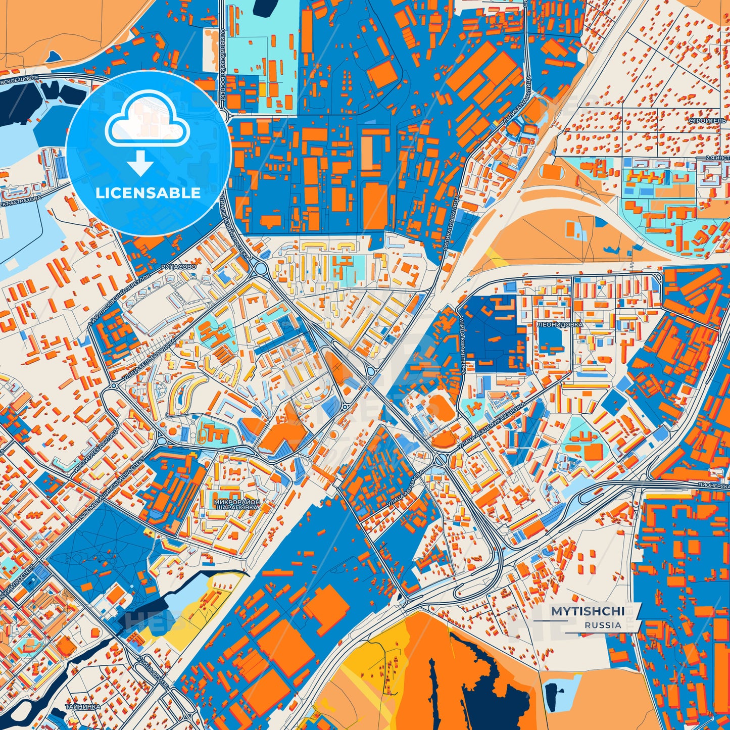 Canvas Print Template of Mytishchi Street Map
