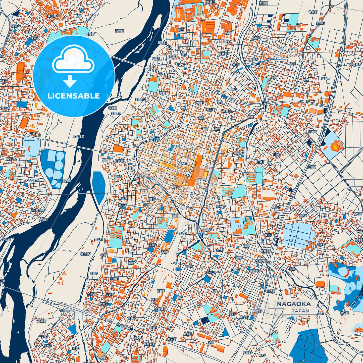 Canvas Print Template of Nagaoka Street Map
