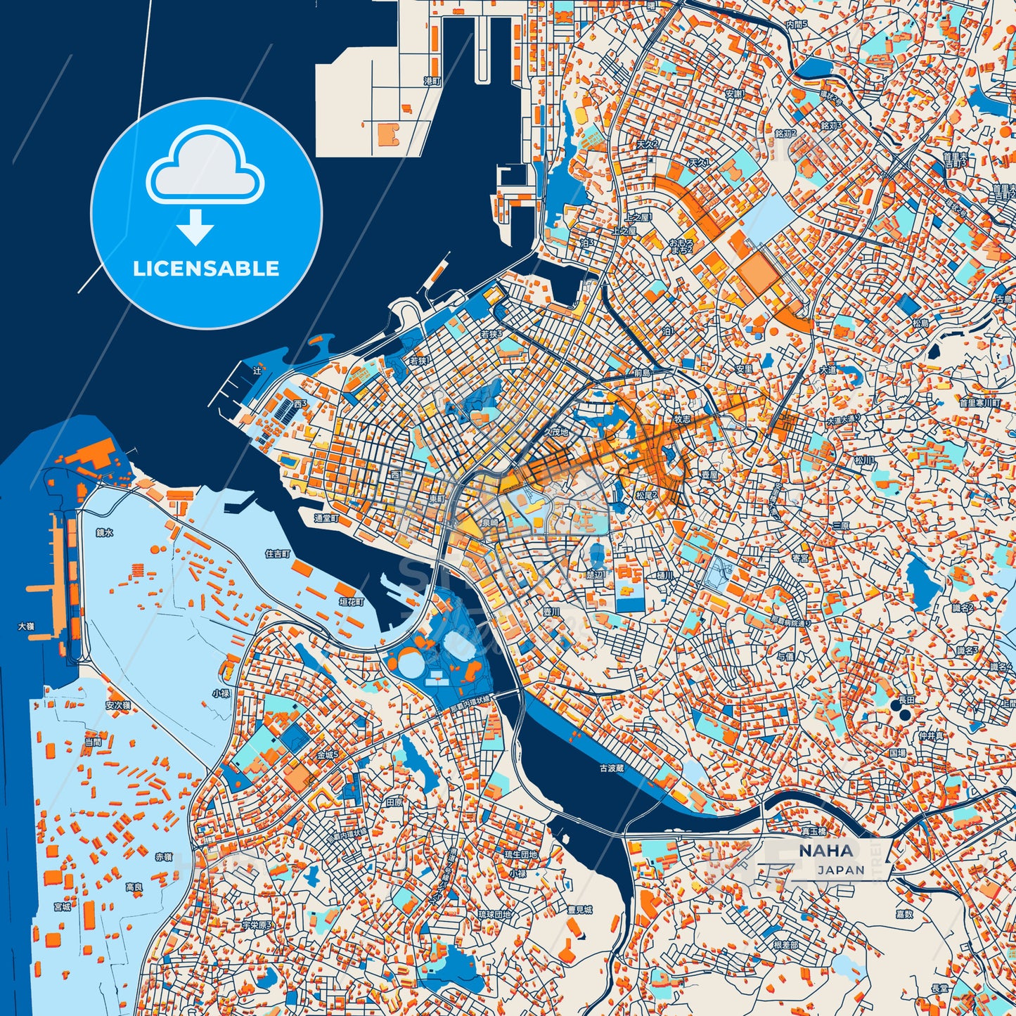 Canvas Print Template of Naha Street Map
