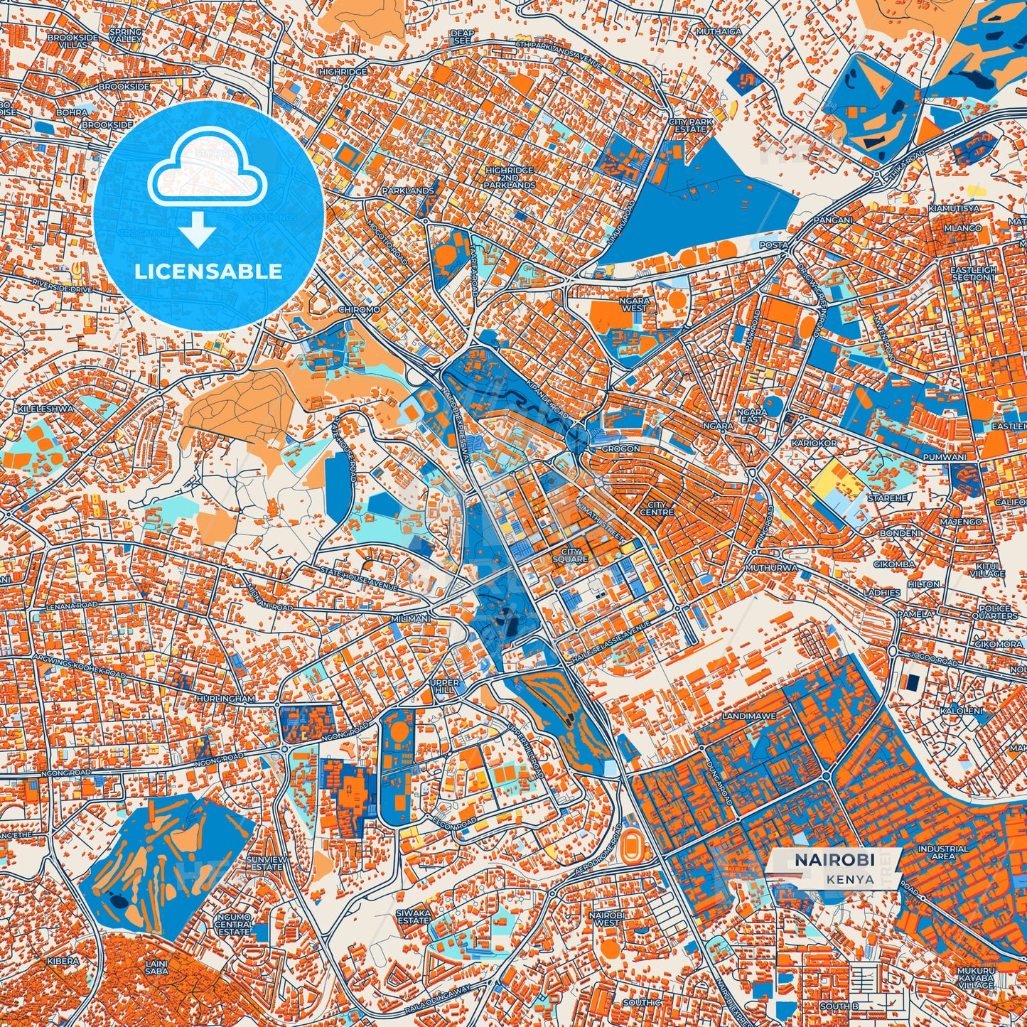 Canvas Print Template of Nairobi Street Map