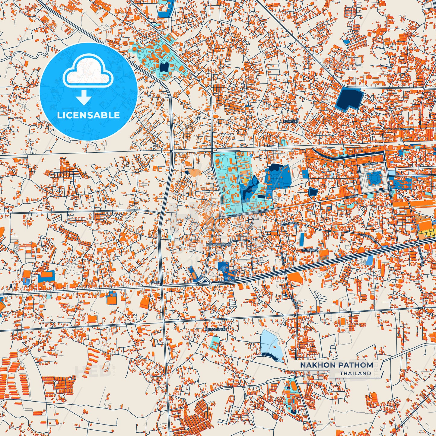 Canvas Print Template of Nakhon Pathom Street Map