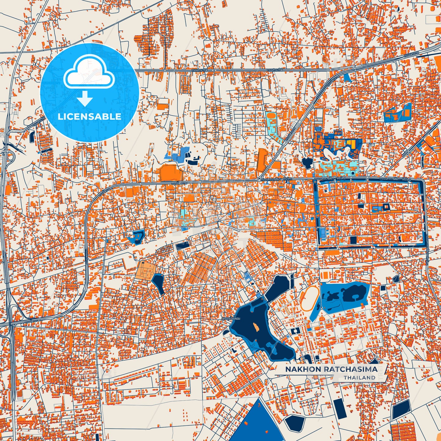 Canvas Print Template of Nakhon Ratchasima Street Map