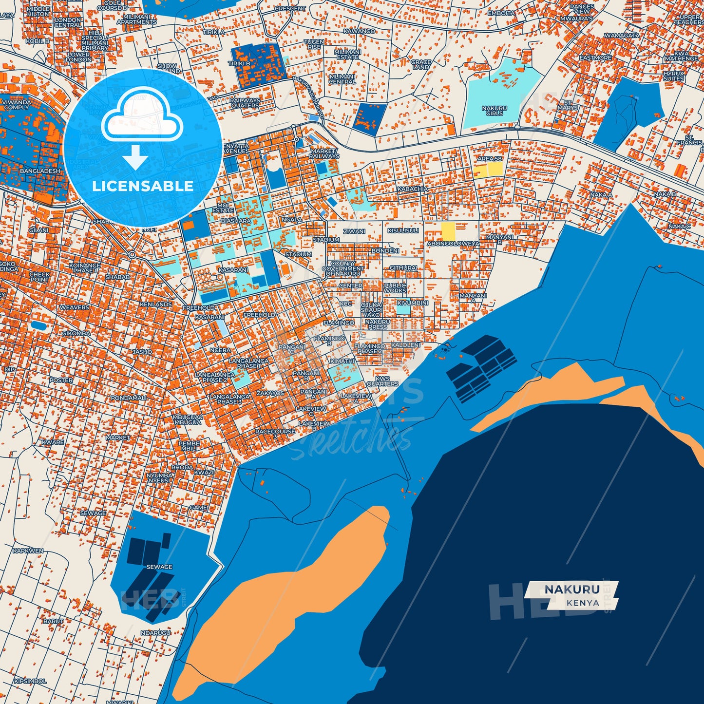 Canvas Print Template of Nakuru Street Map