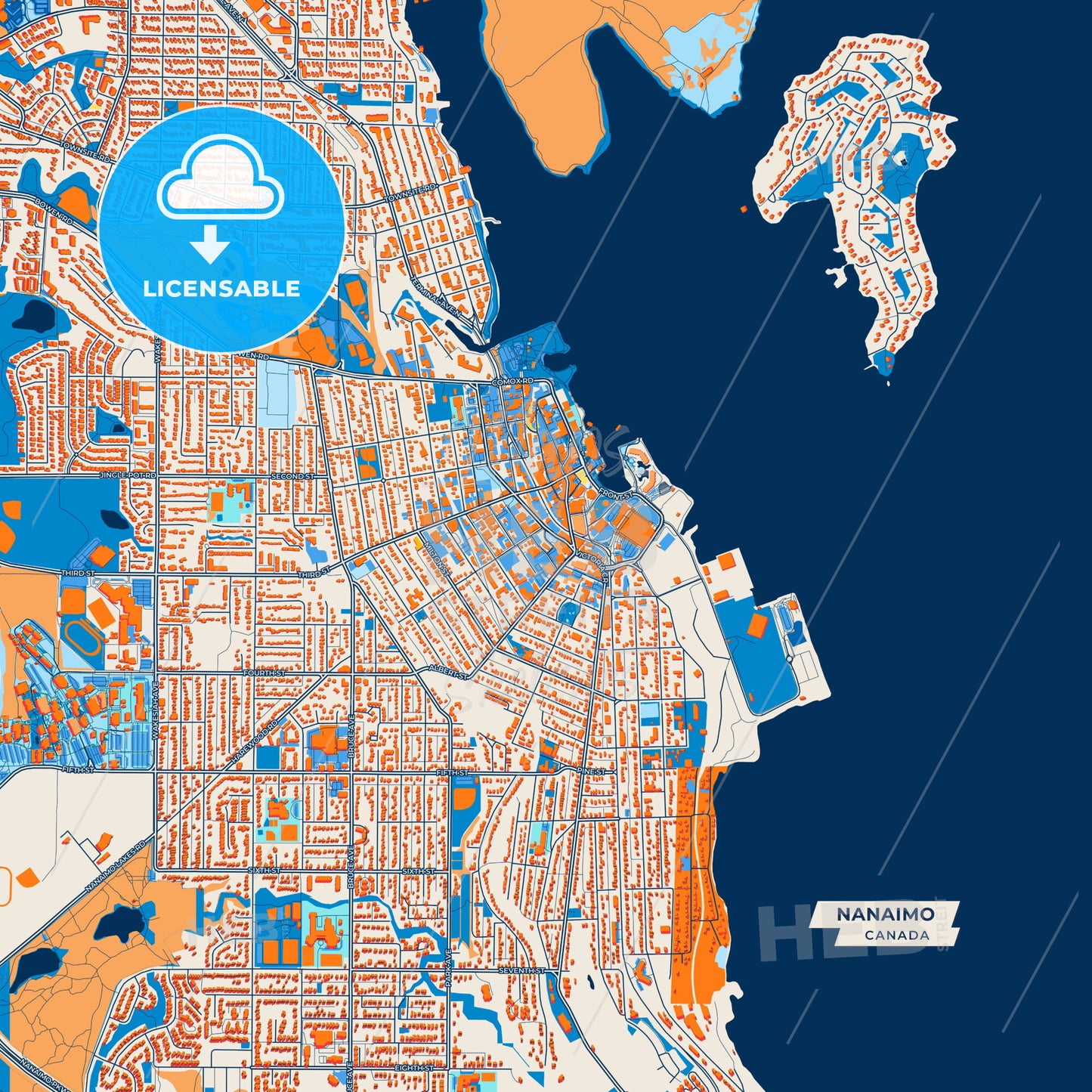 Canvas Print Template of Nanaimo Street Map