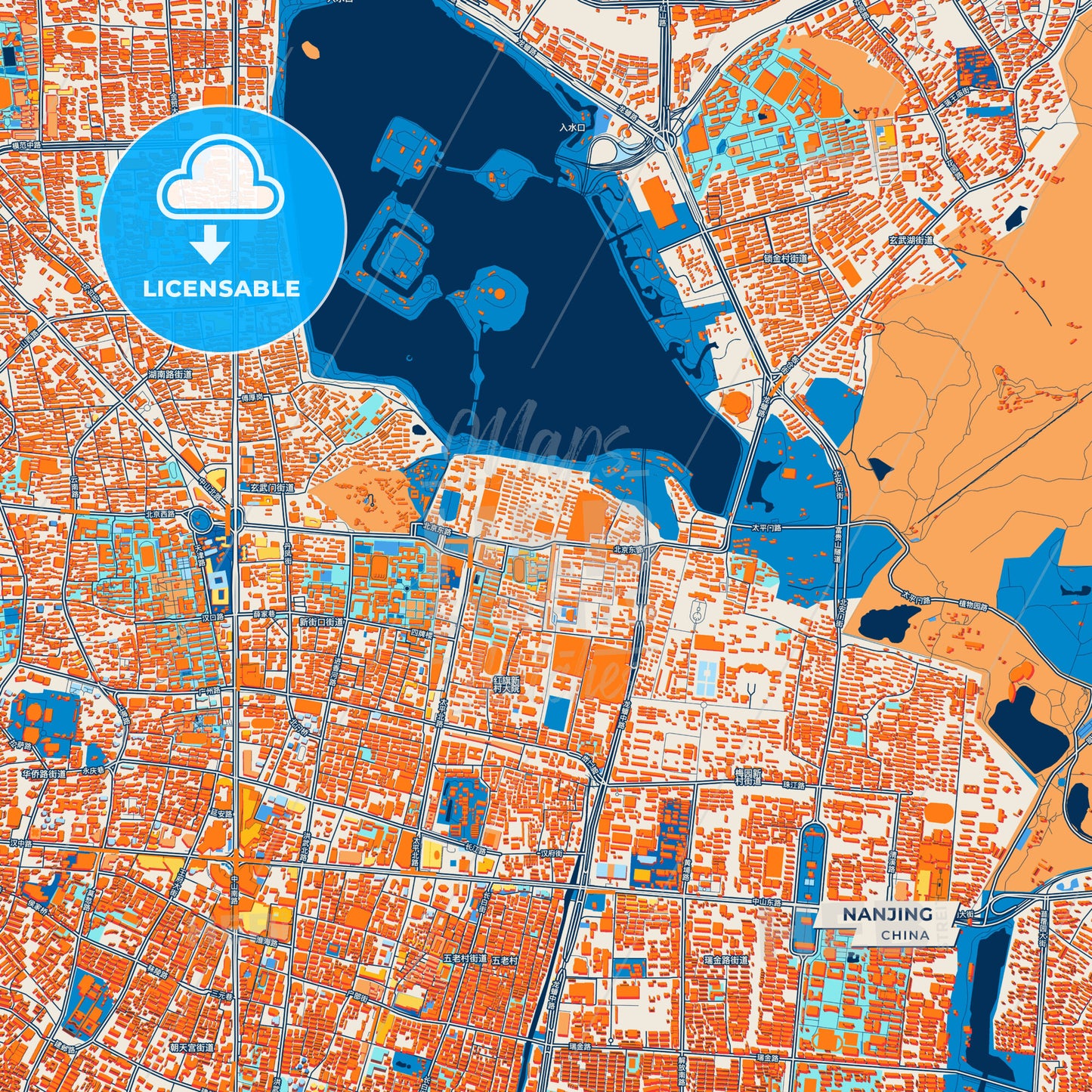 Canvas Print Template of Nanjing Street Map