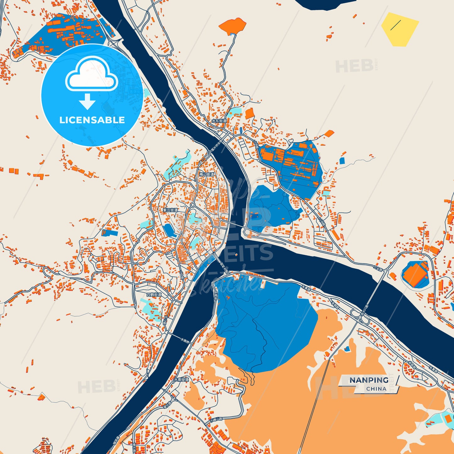Canvas Print Template of Nanping Street Map