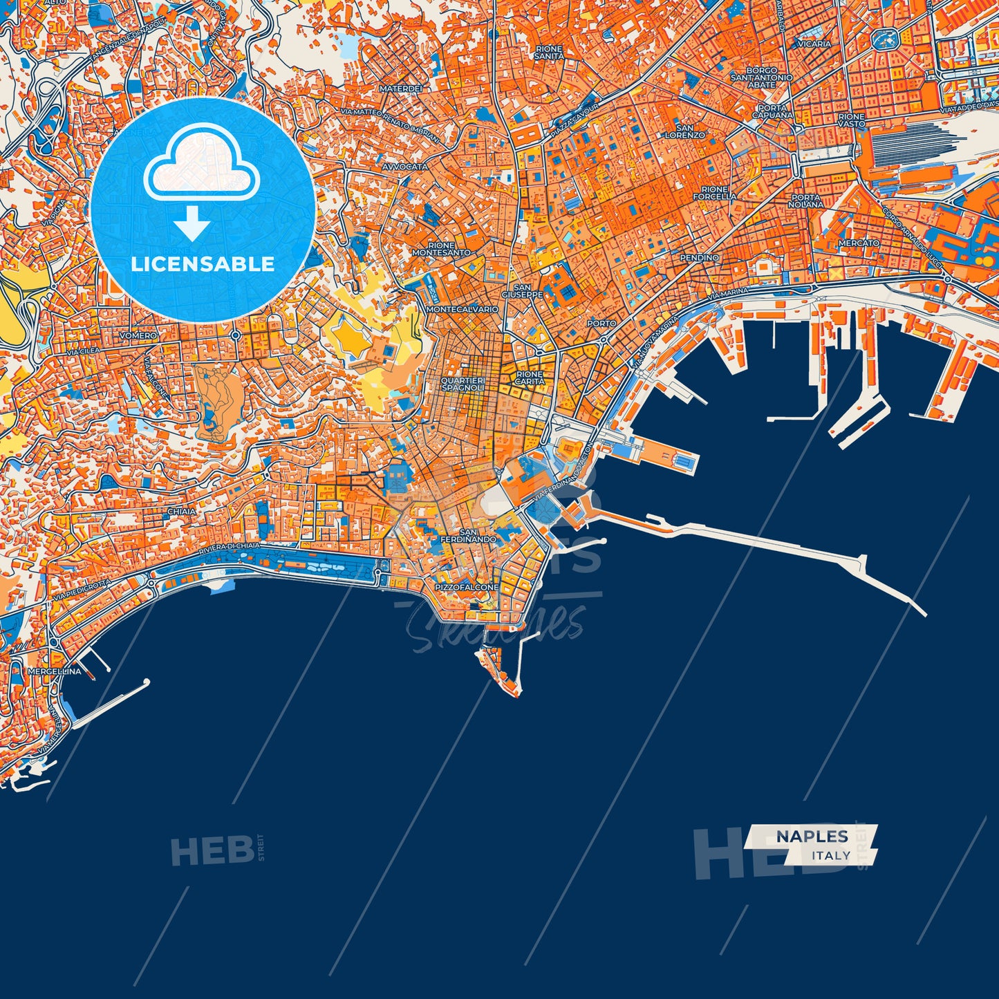Canvas Print Template of Naples Street Map