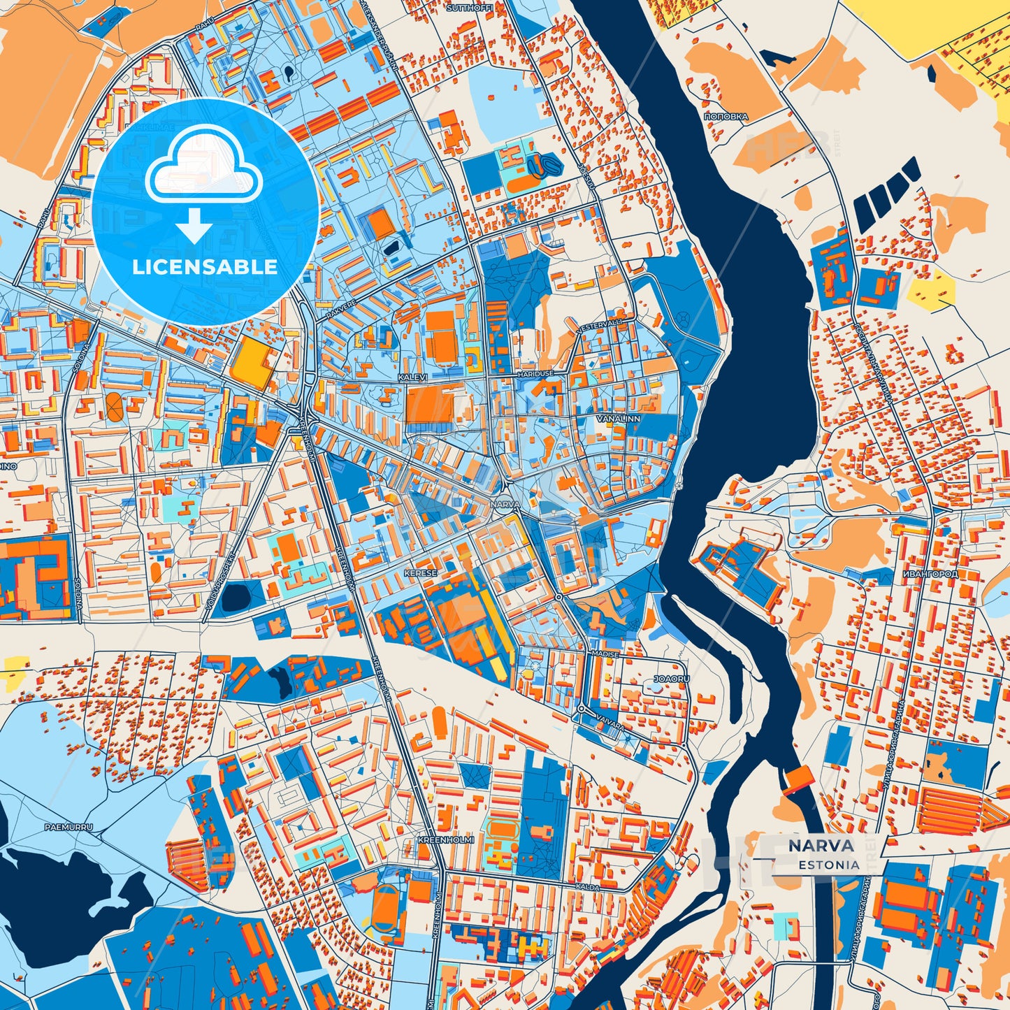 Canvas Print Template of Narva Street Map