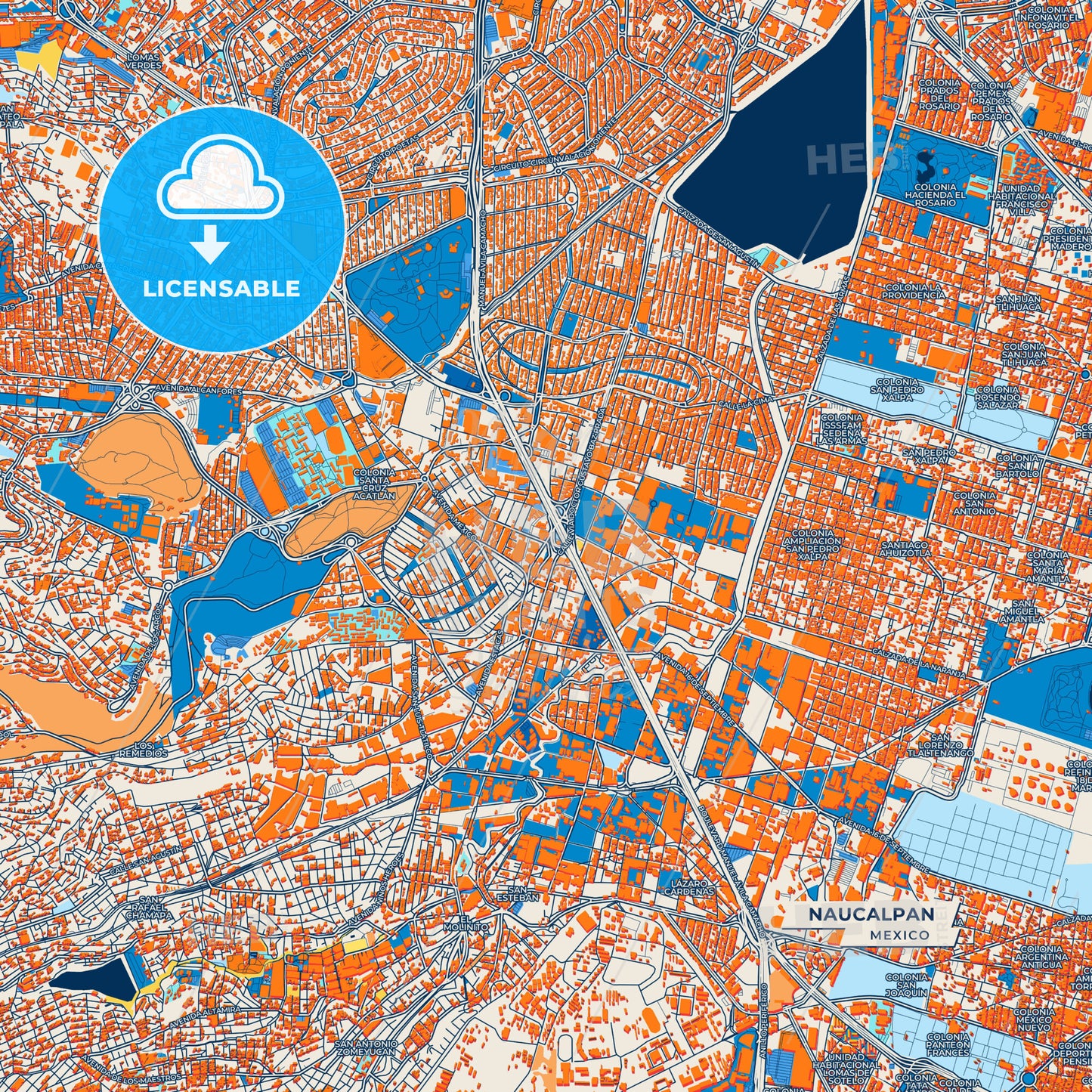 Canvas Print Template of Naucalpan Street Map