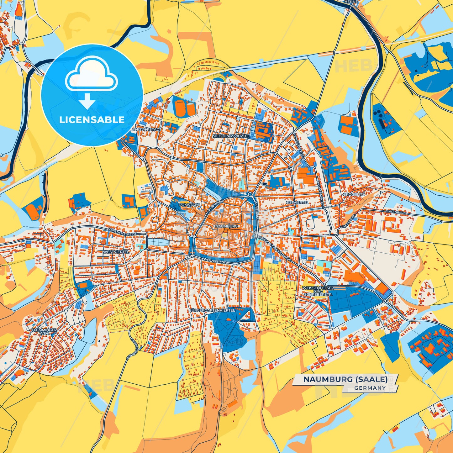 Canvas Print Template of Naumburg (Saale) Street Map