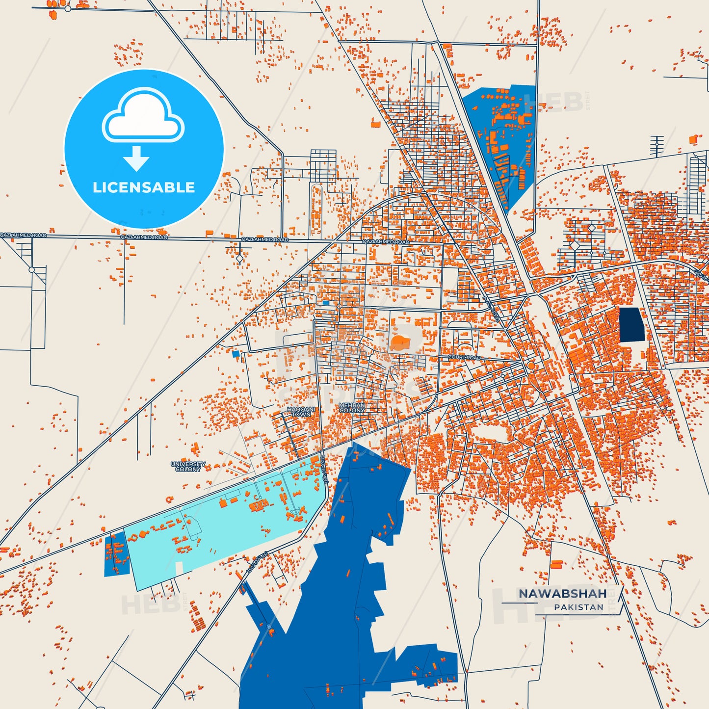 Canvas Print Template of Nawabshah Street Map