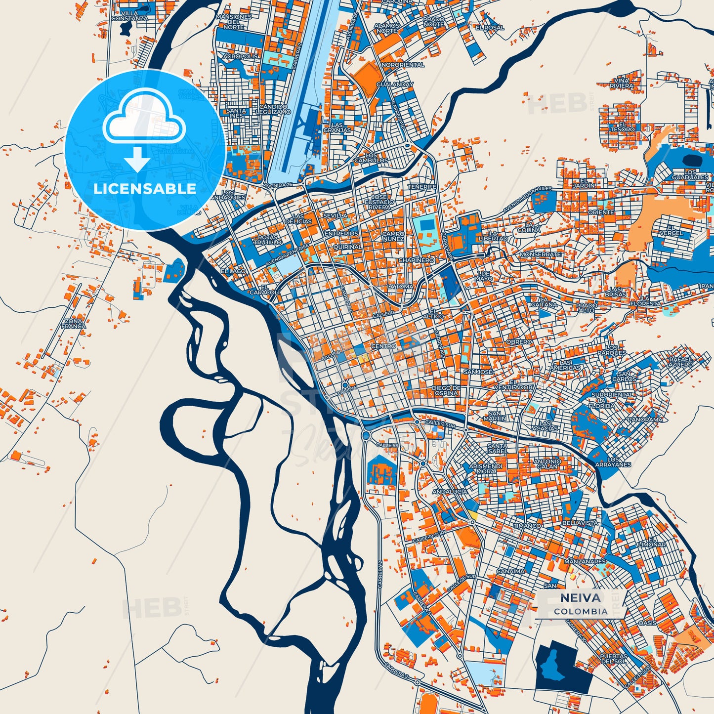 Canvas Print Template of Neiva Street Map
