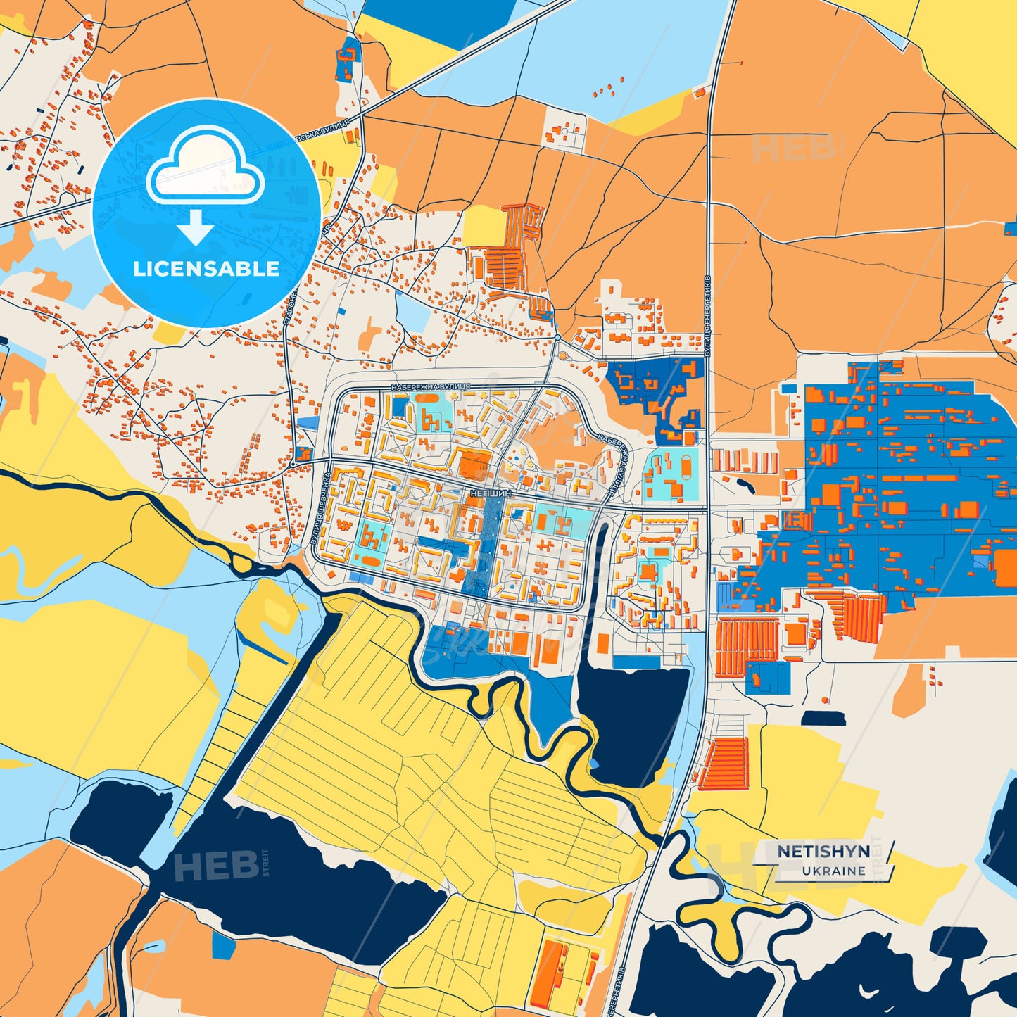 Canvas Print Template of Netishyn Street Map