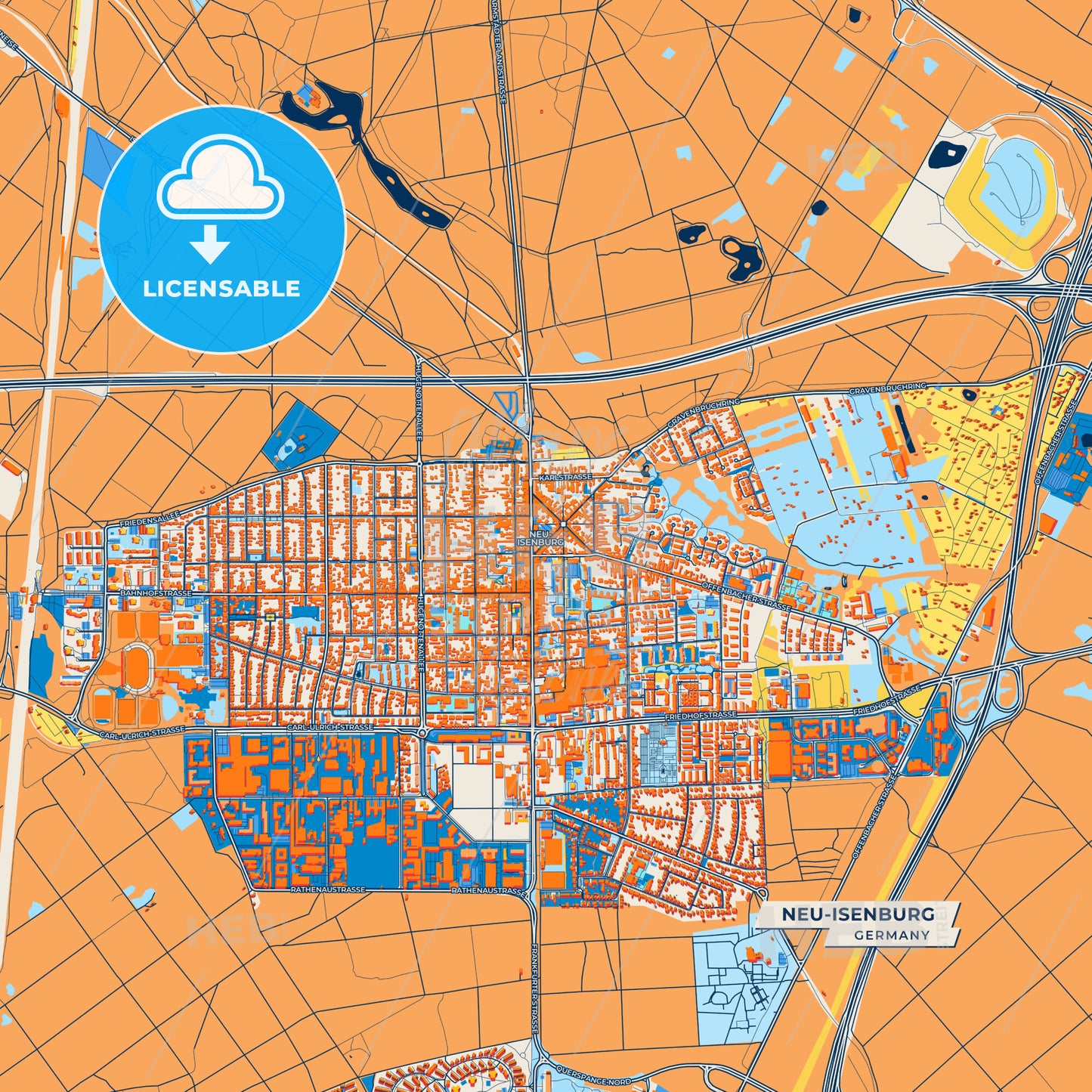 Canvas Print Template of Neu-Isenburg Street Map