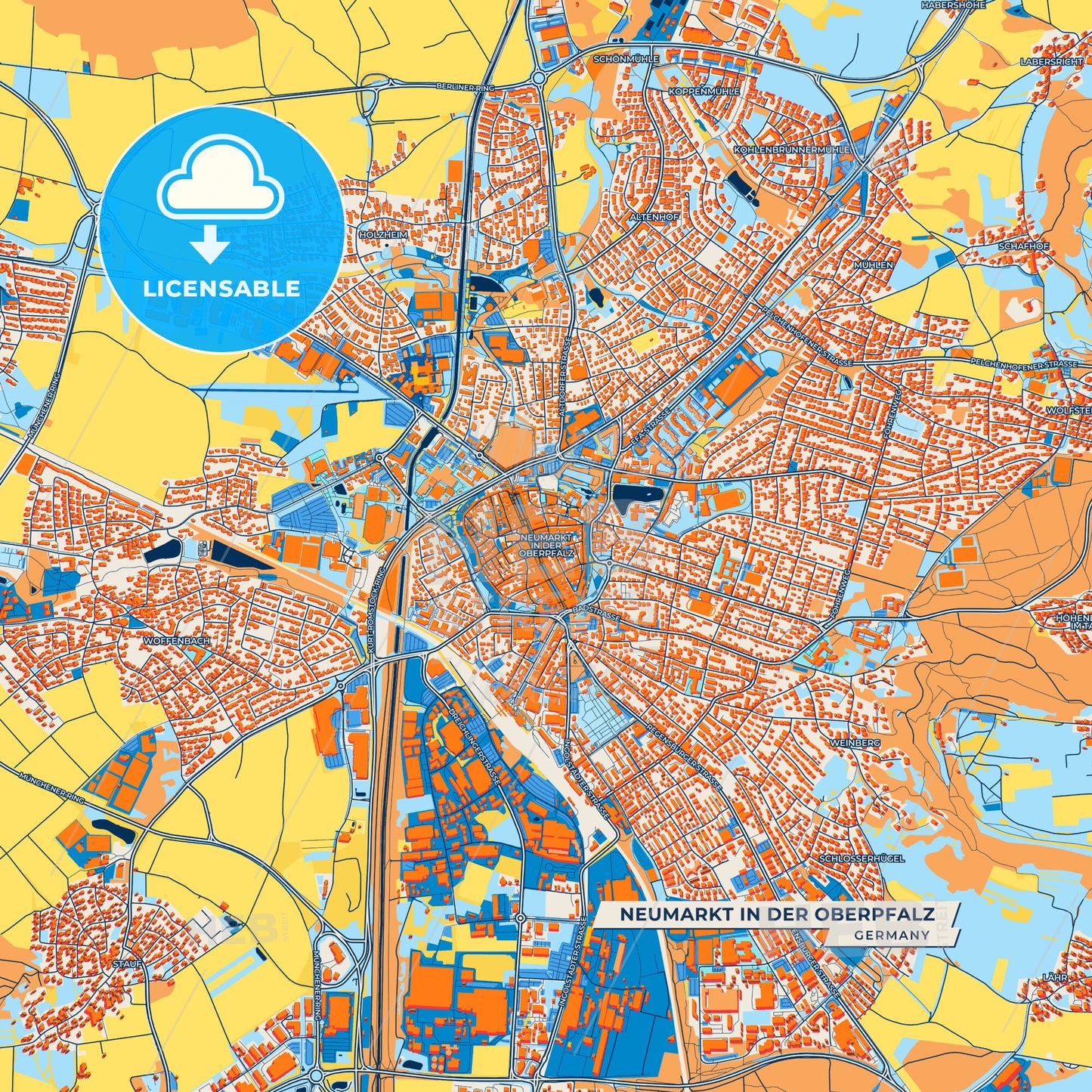 Canvas Print Template of Neumarkt in der Oberpfalz Street Map